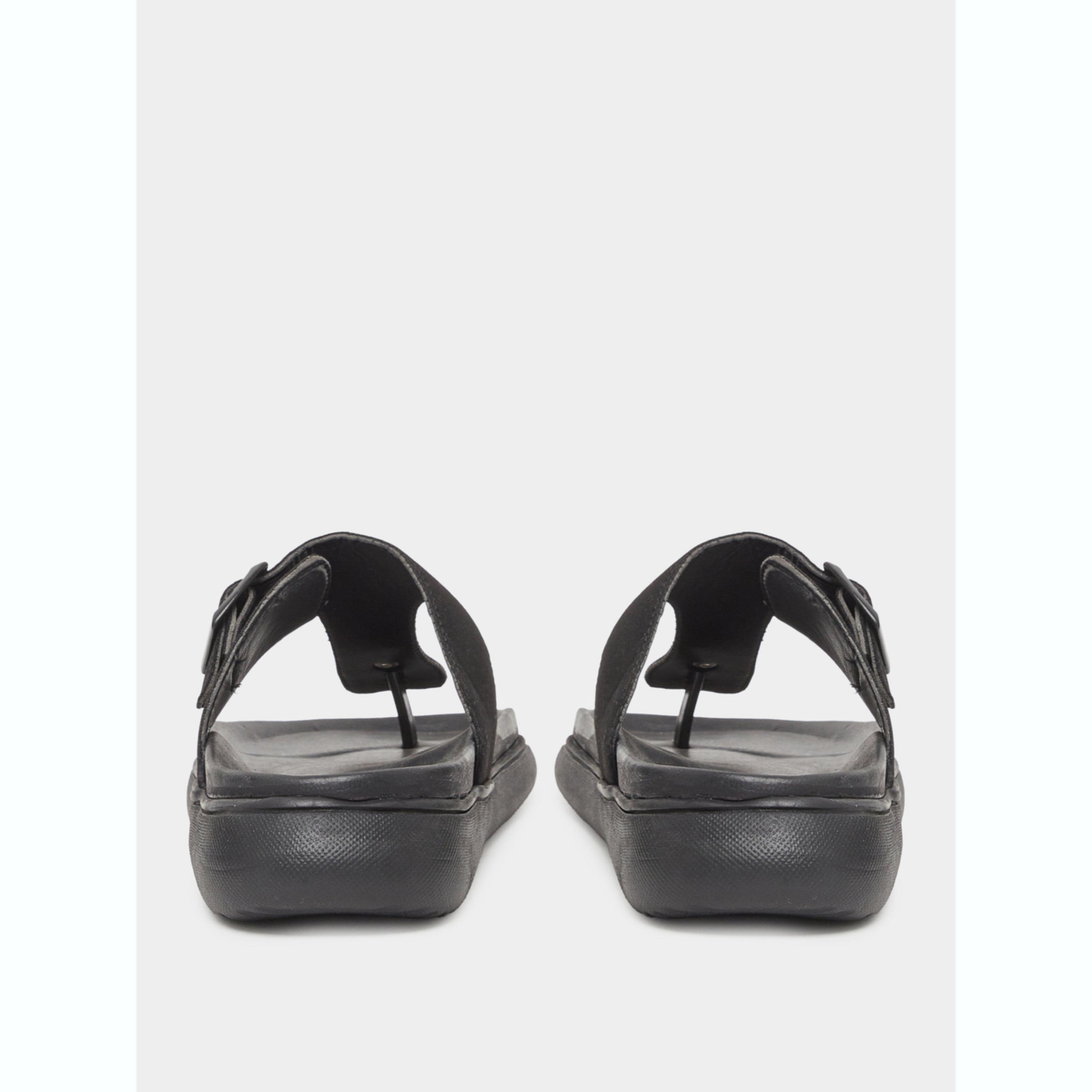 Styli Black Buckle-Up Comfort Thong Sandals-men-shoes-sandals-image-5