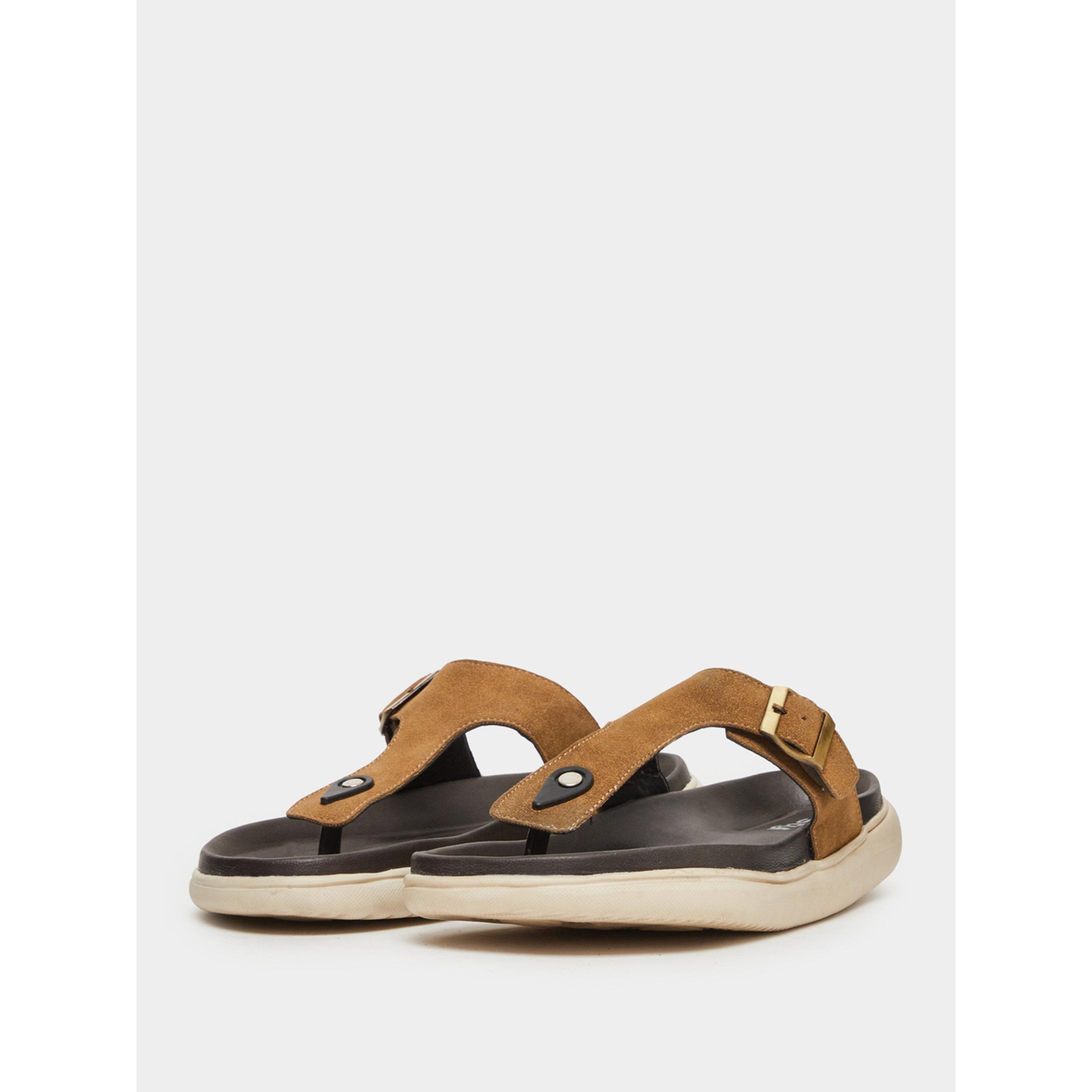 Styli Tan Buckle-Up Comfort Thong Sandals-men-shoes-sandals-image-1