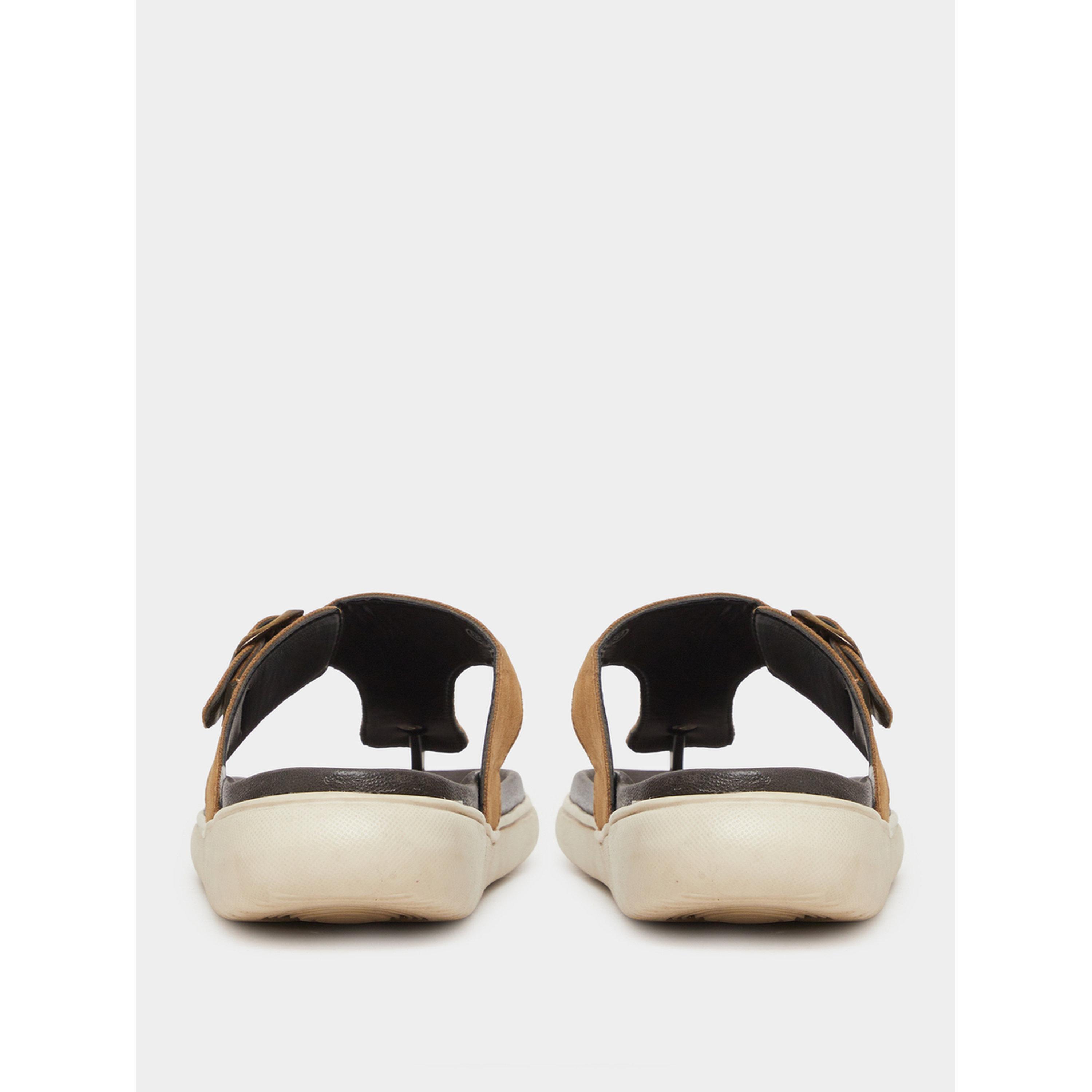 Styli Tan Buckle-Up Comfort Thong Sandals-men-shoes-sandals-image-5