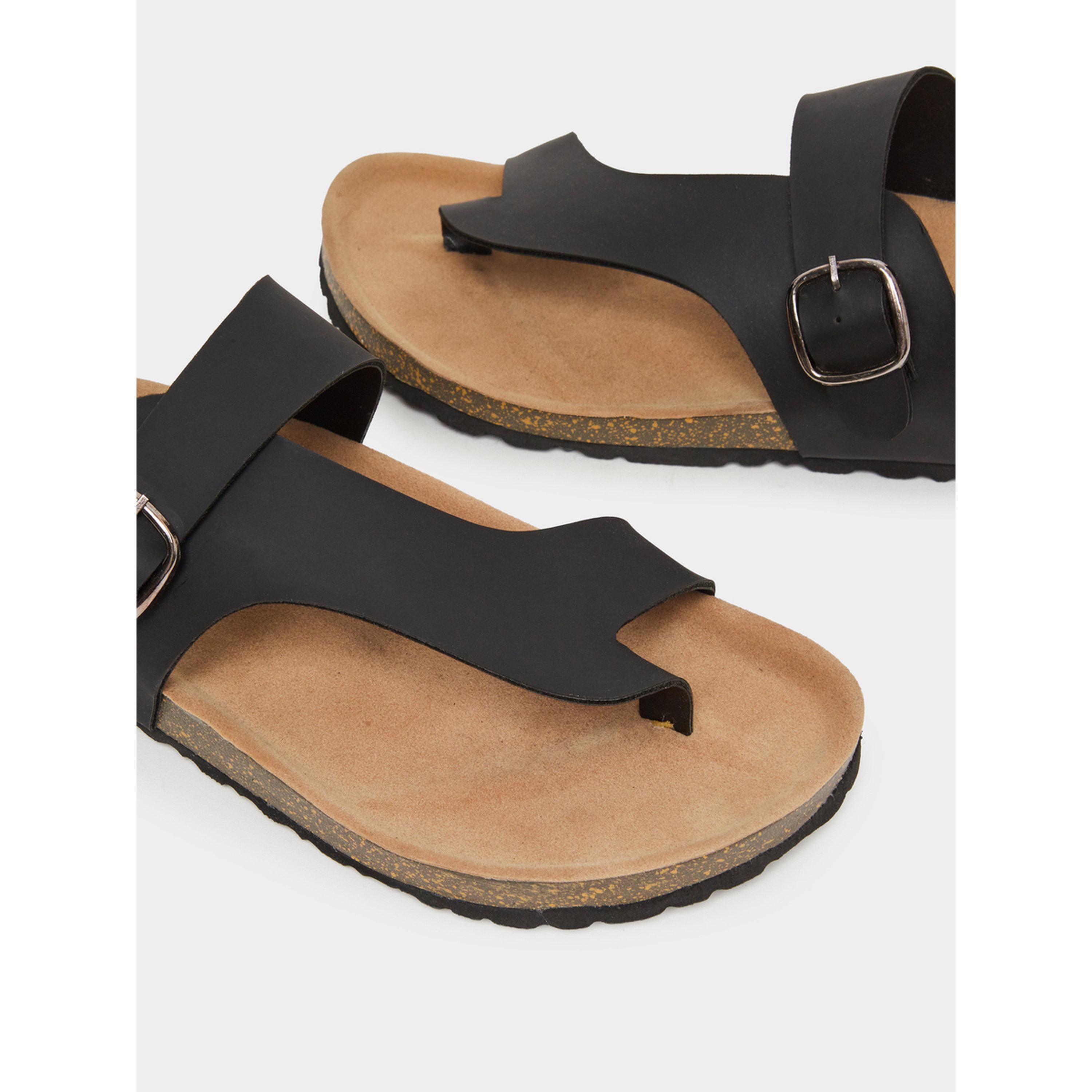 Styli Black Toe-Post Buckle Sandals-men-shoes-sandals-image-4
