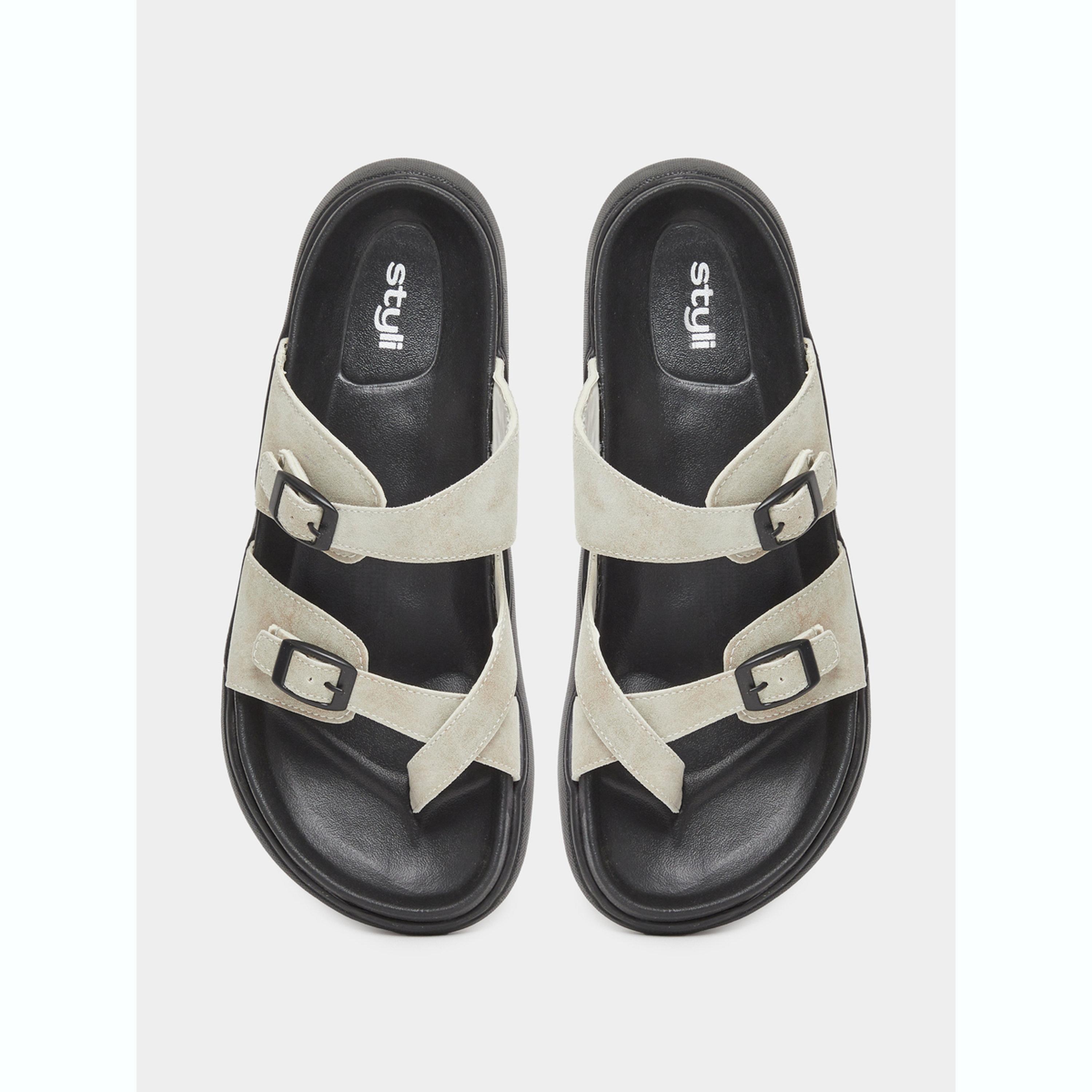 Styli Men Double Strap Buckle Toe Ring Sandals-men-shoes-sandals-image-3