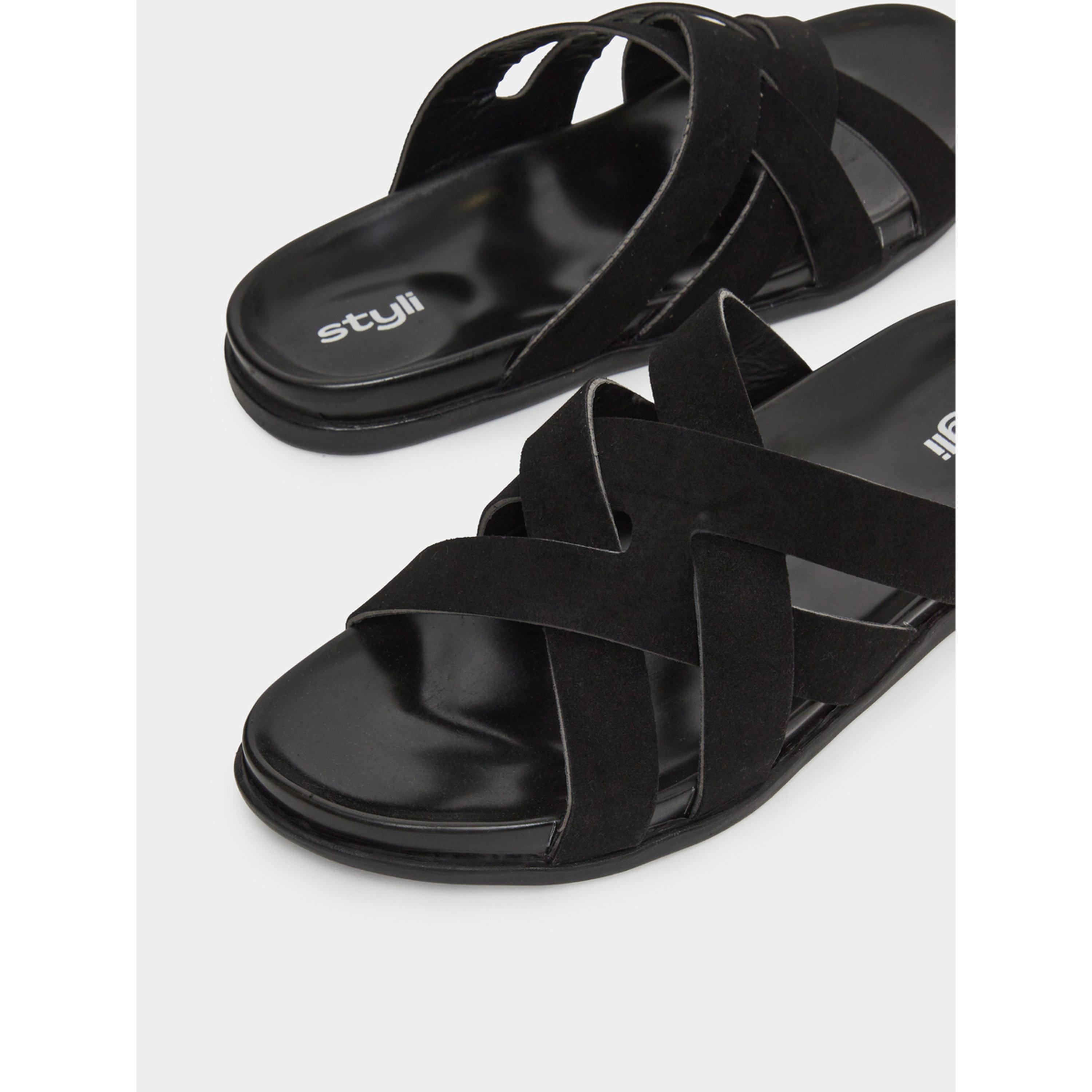 Styli Men's Criss-Cross Slide Comfort Sandals-men-shoes-sandals-image-4