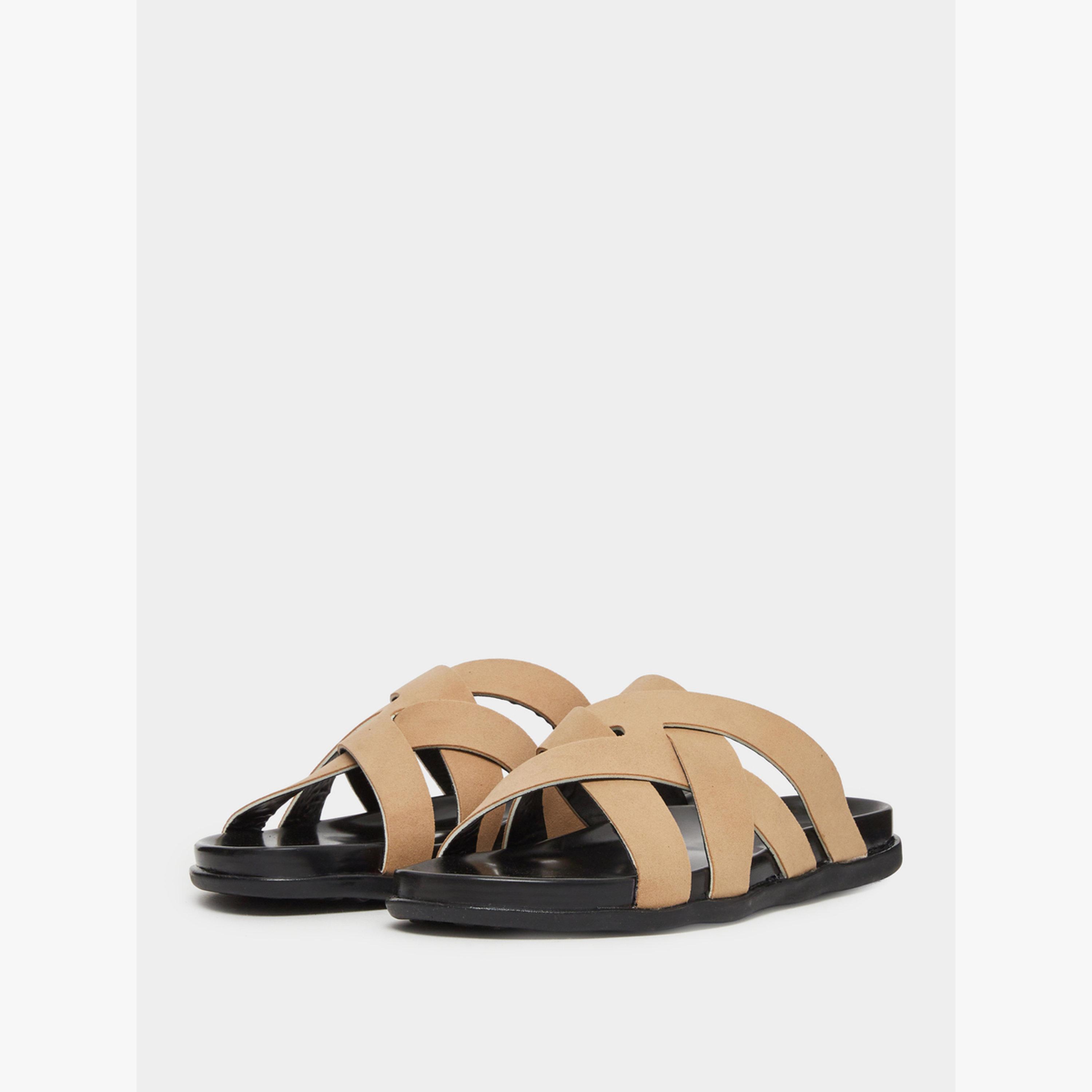 Styli Beige Criss-Cros Slide Sandals-men-shoes-sandals-image-1