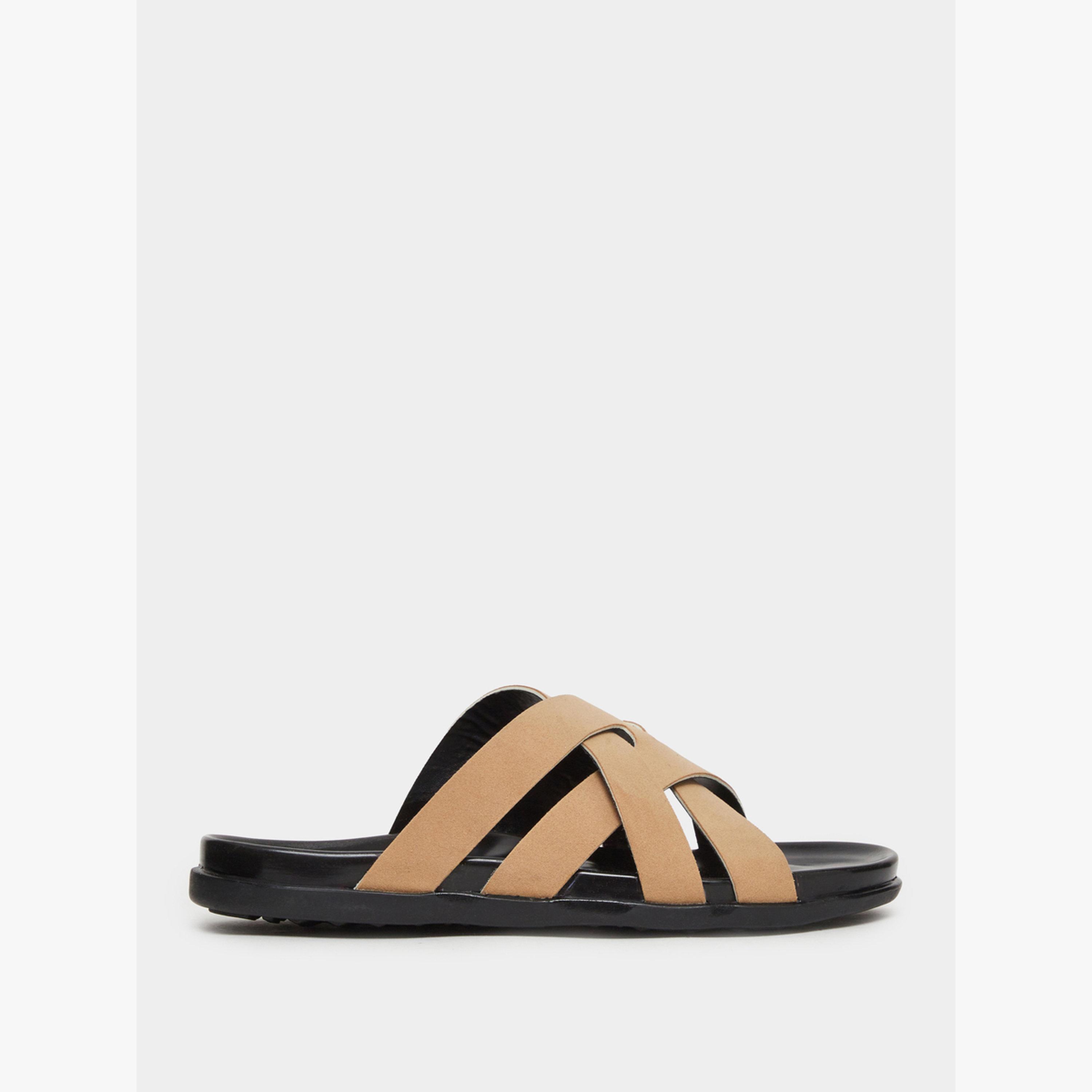 Styli Beige Criss-Cros Slide Sandals-men-shoes-sandals-image-2