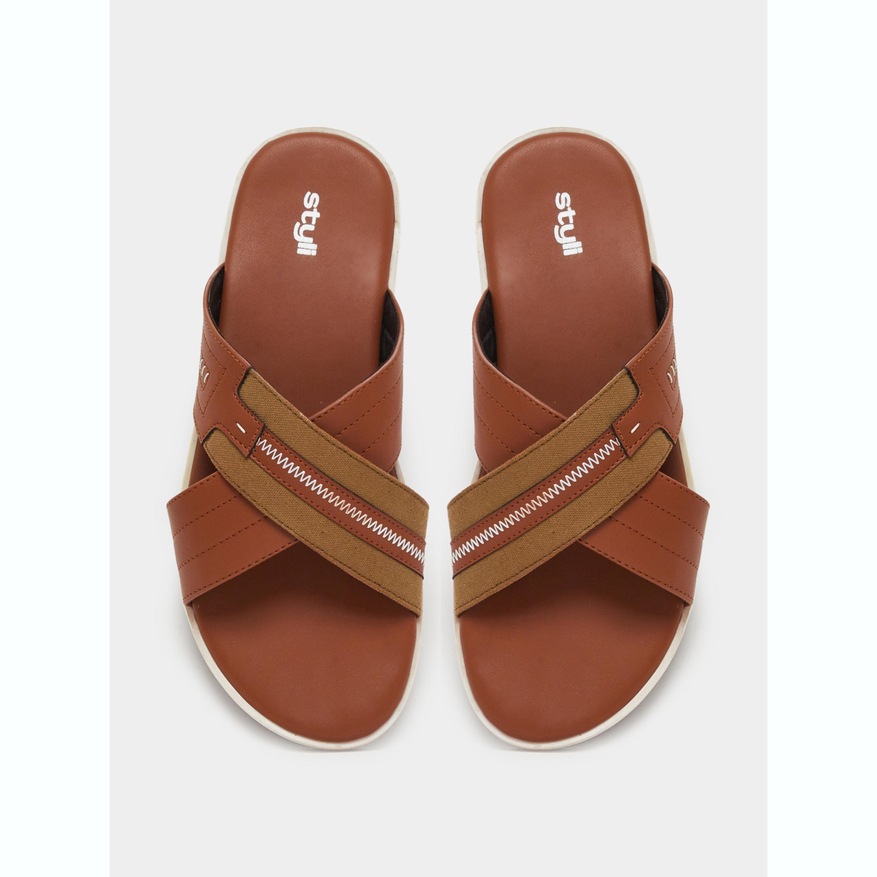 Styli Men Cross Strap Comfort Sandals-men-shoes-sandals-image-3