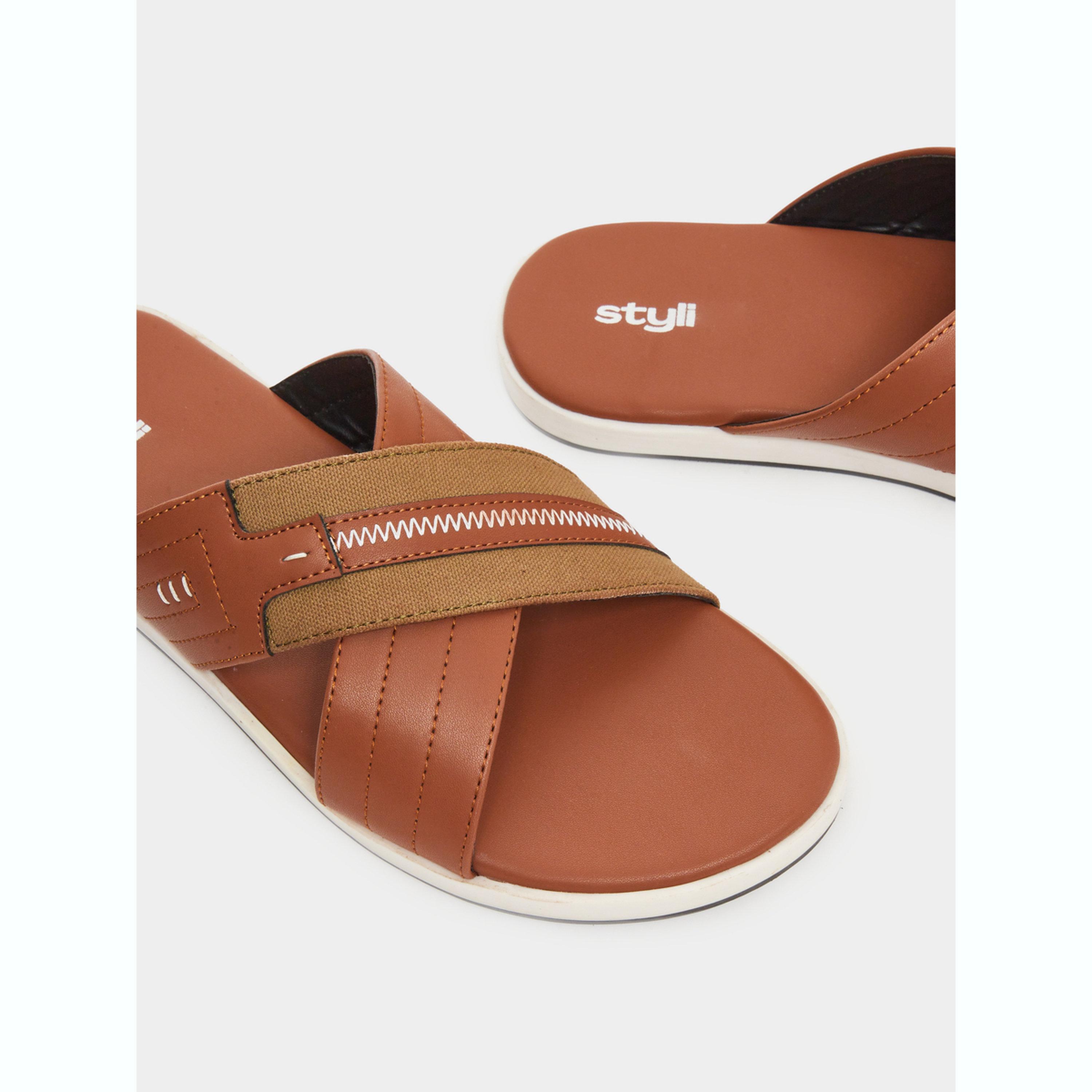 Styli Men Cross Strap Comfort Sandals-men-shoes-sandals-image-4