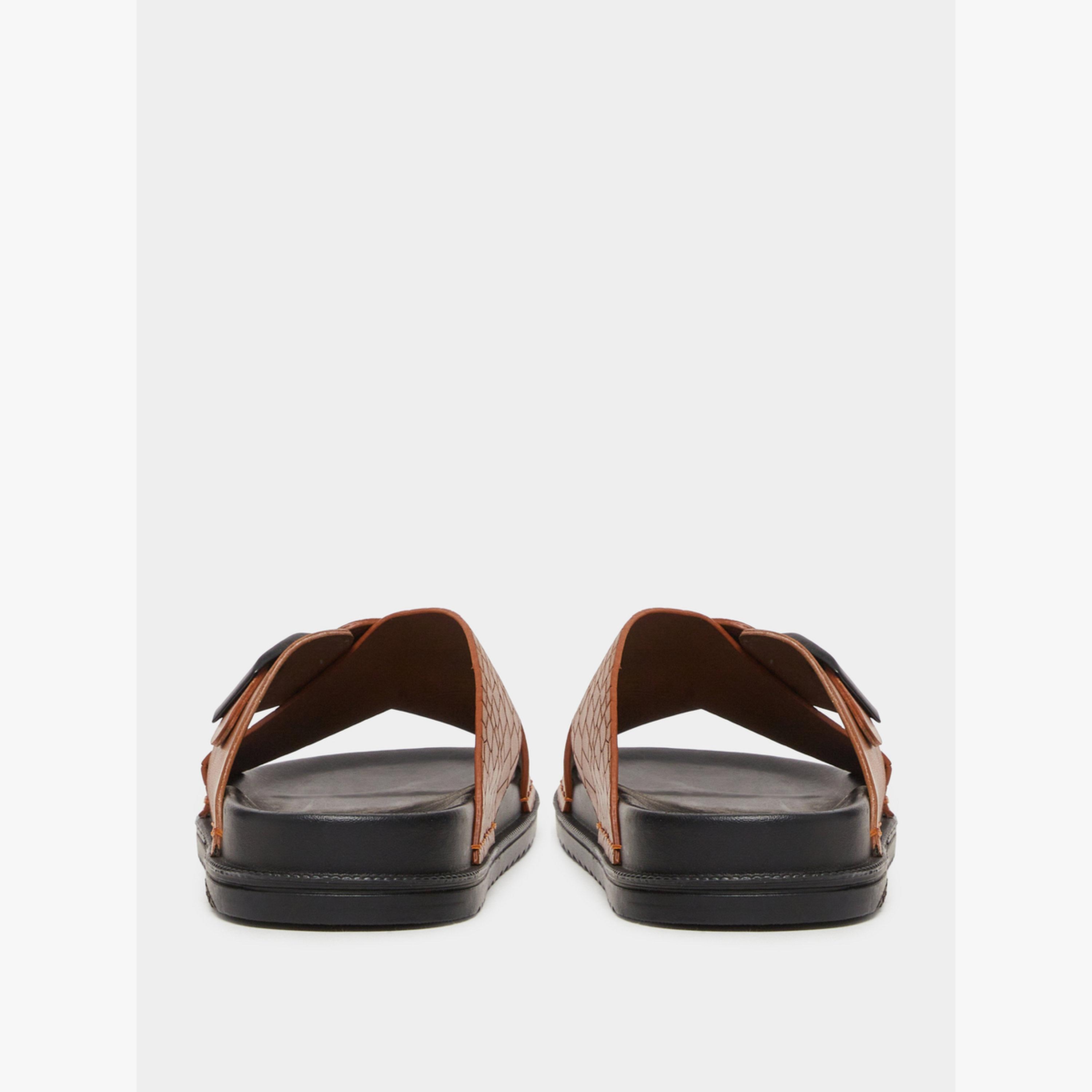 Styli Brown Cross Strap Buckle Sandals-men-shoes-sandals-image-5