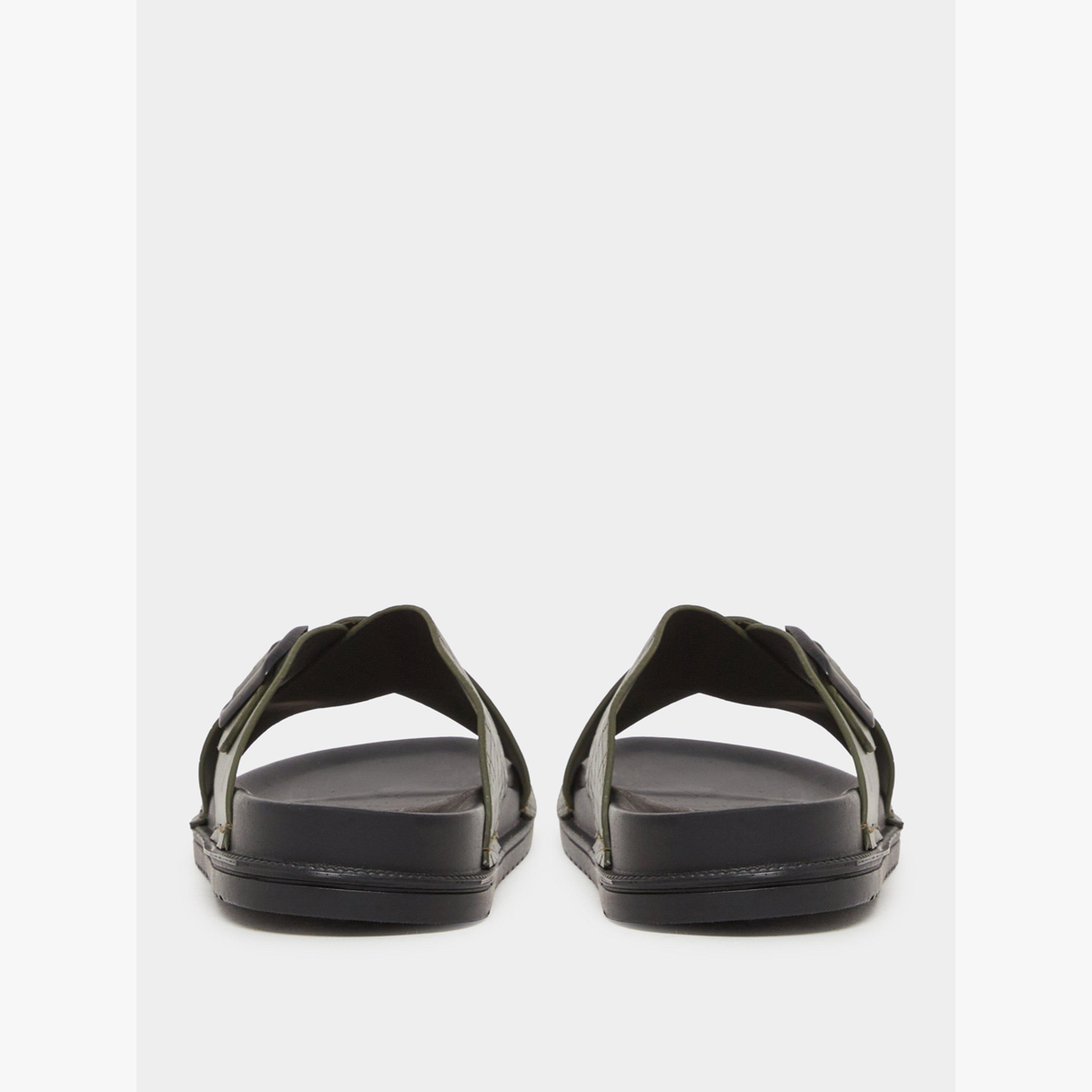 Styli Olive Green Cross Strap Buckle Sandals-men-shoes-sandals-image-5