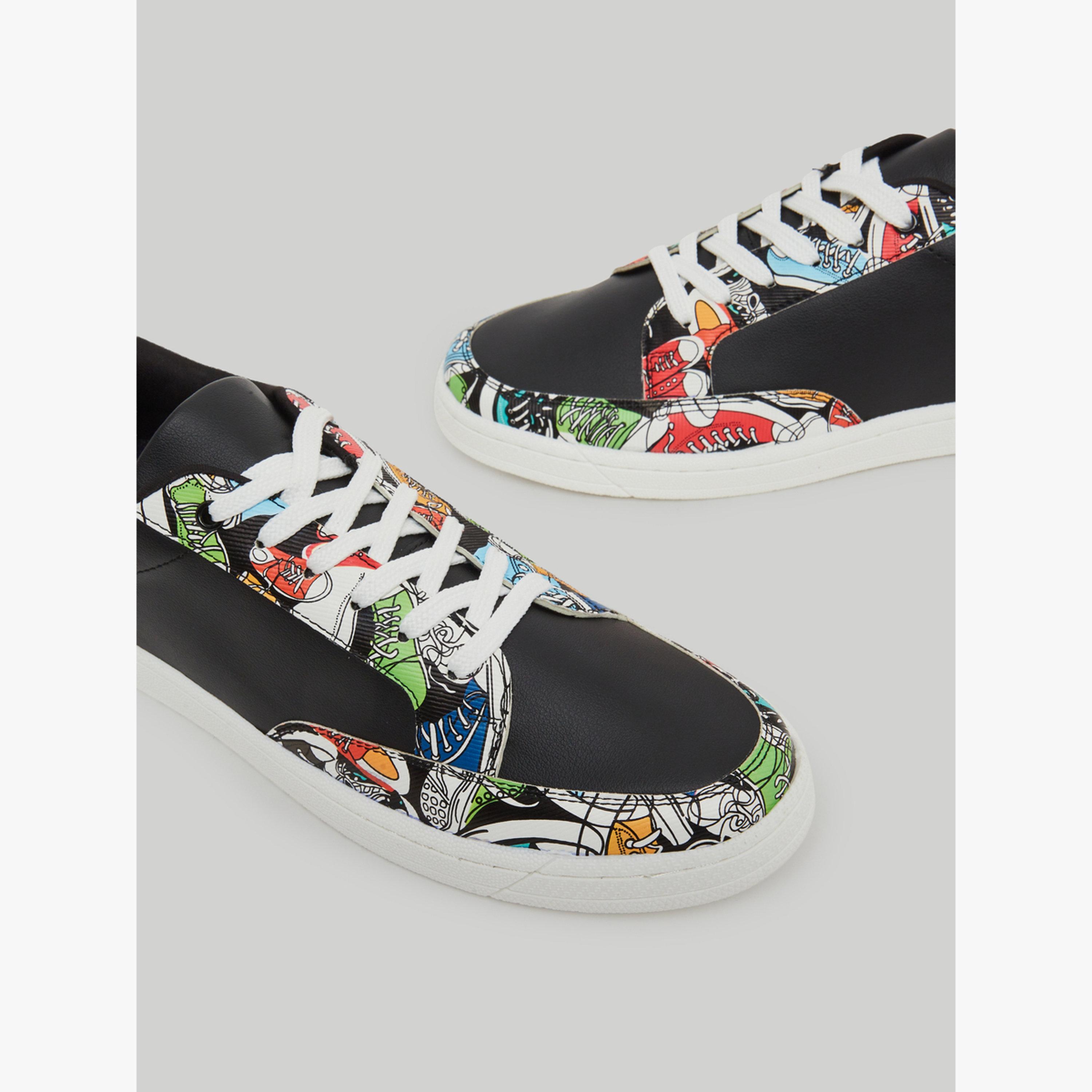Styli Men Black Graphic Print Sneakers-men-shoes-sneakers-image-4