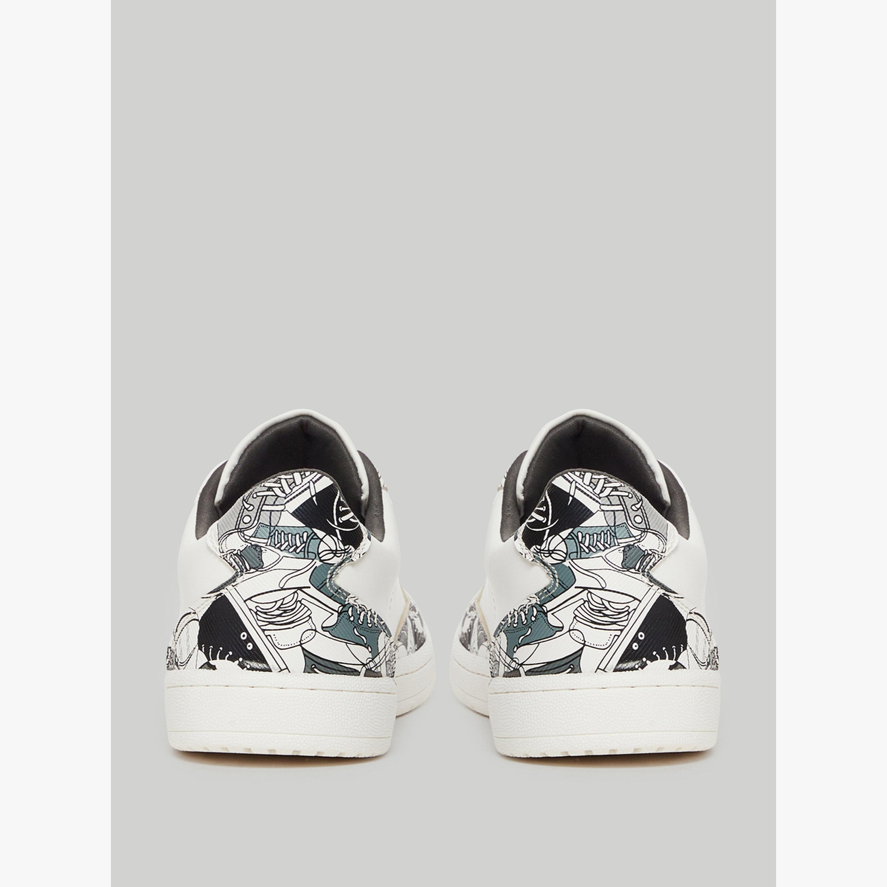 Styli White Patterned Lace-Up Sneakers-men-shoes-sneakers-image-5