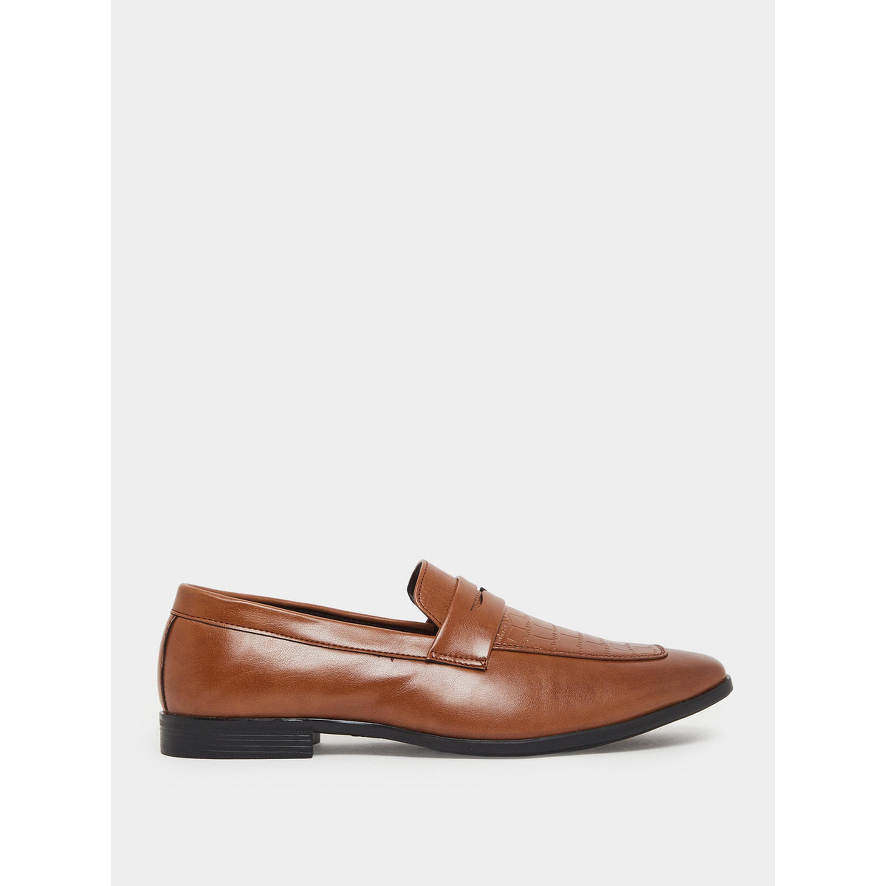 Styli Brown Textured Slip-On Loafers-men-shoes-loafersandmoccasins-image-2