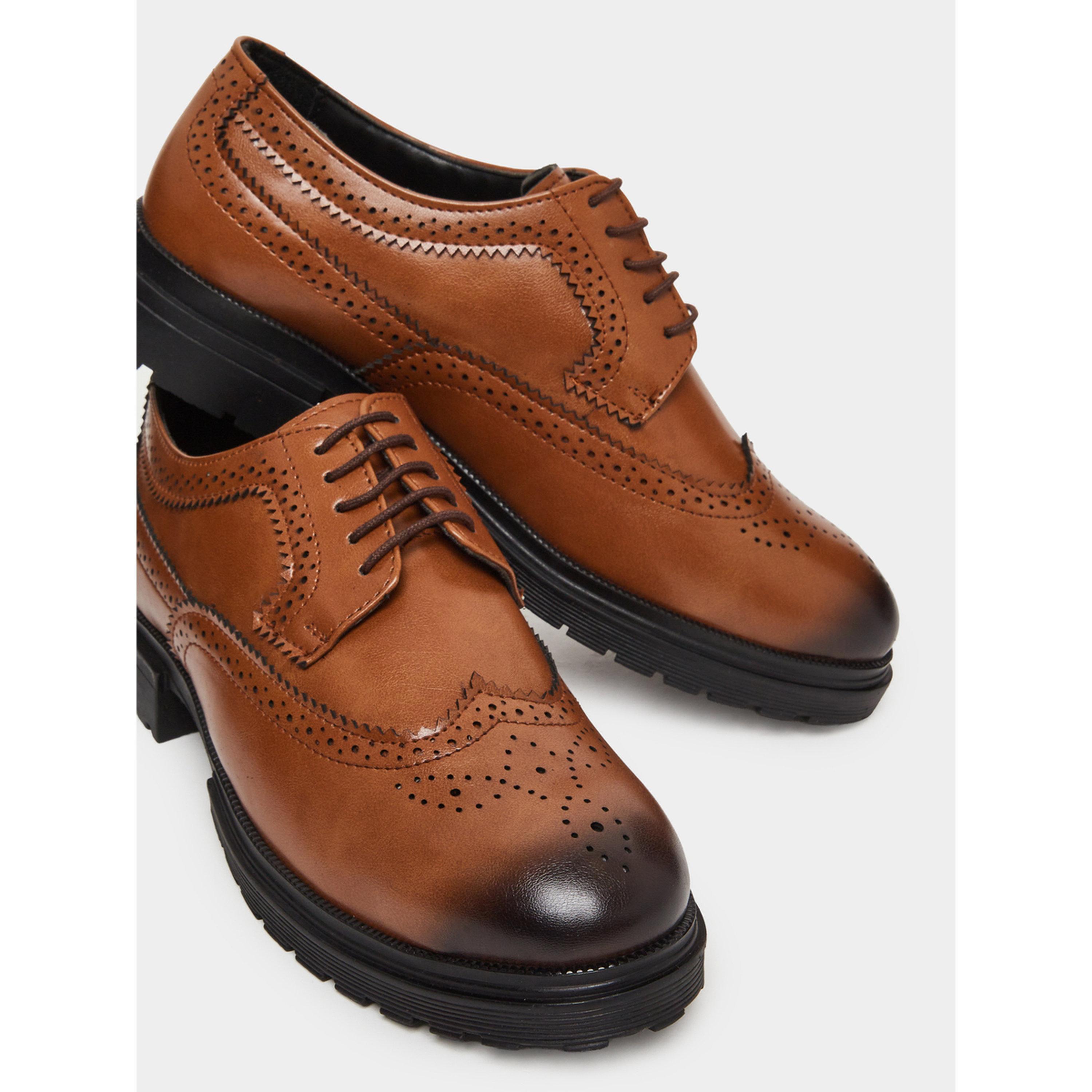 Styli Brown Chunky Brogue Lace-Up Shoes-men-shoes-formalshoes-image-4