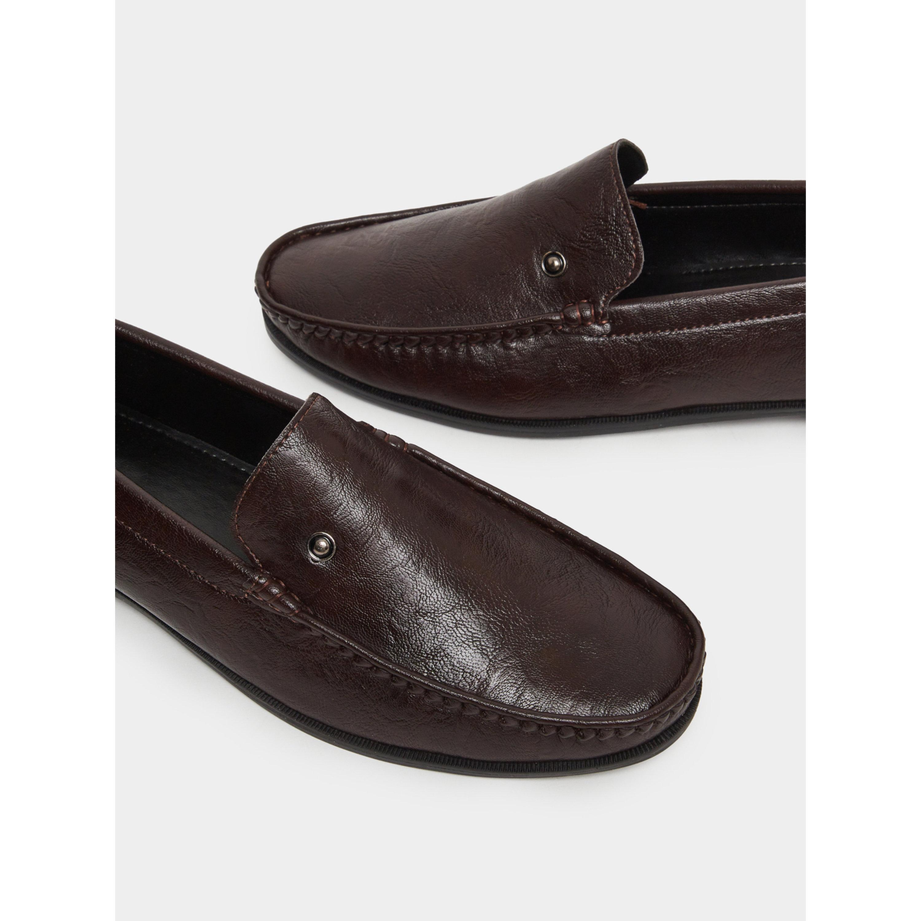 Styli Brown Textured Slip-On Loafers-men-shoes-loafersandmoccasins-image-4