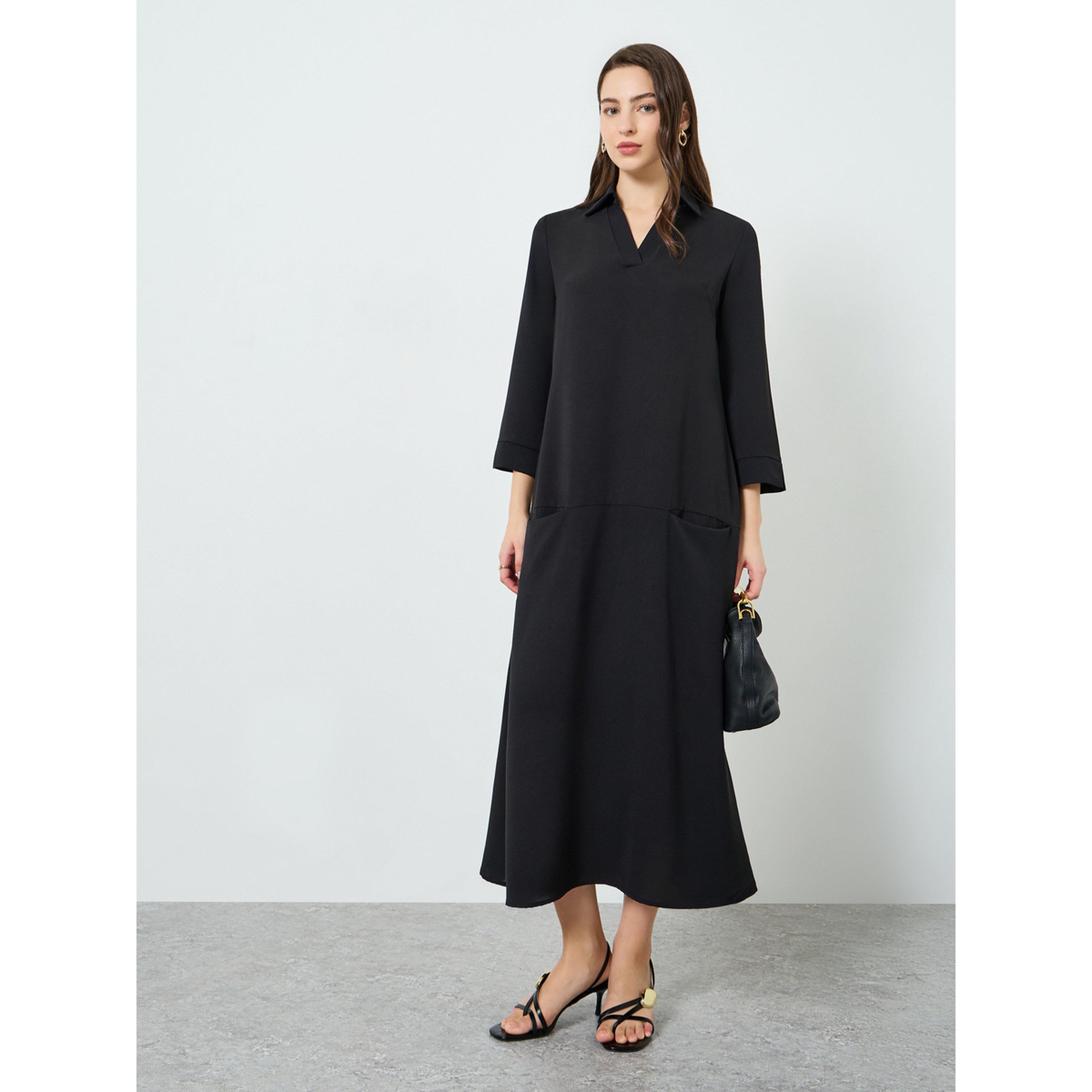 فستان طويل بقصة واسعة وأكمام 3/4-women-clothing-dresses-image-1