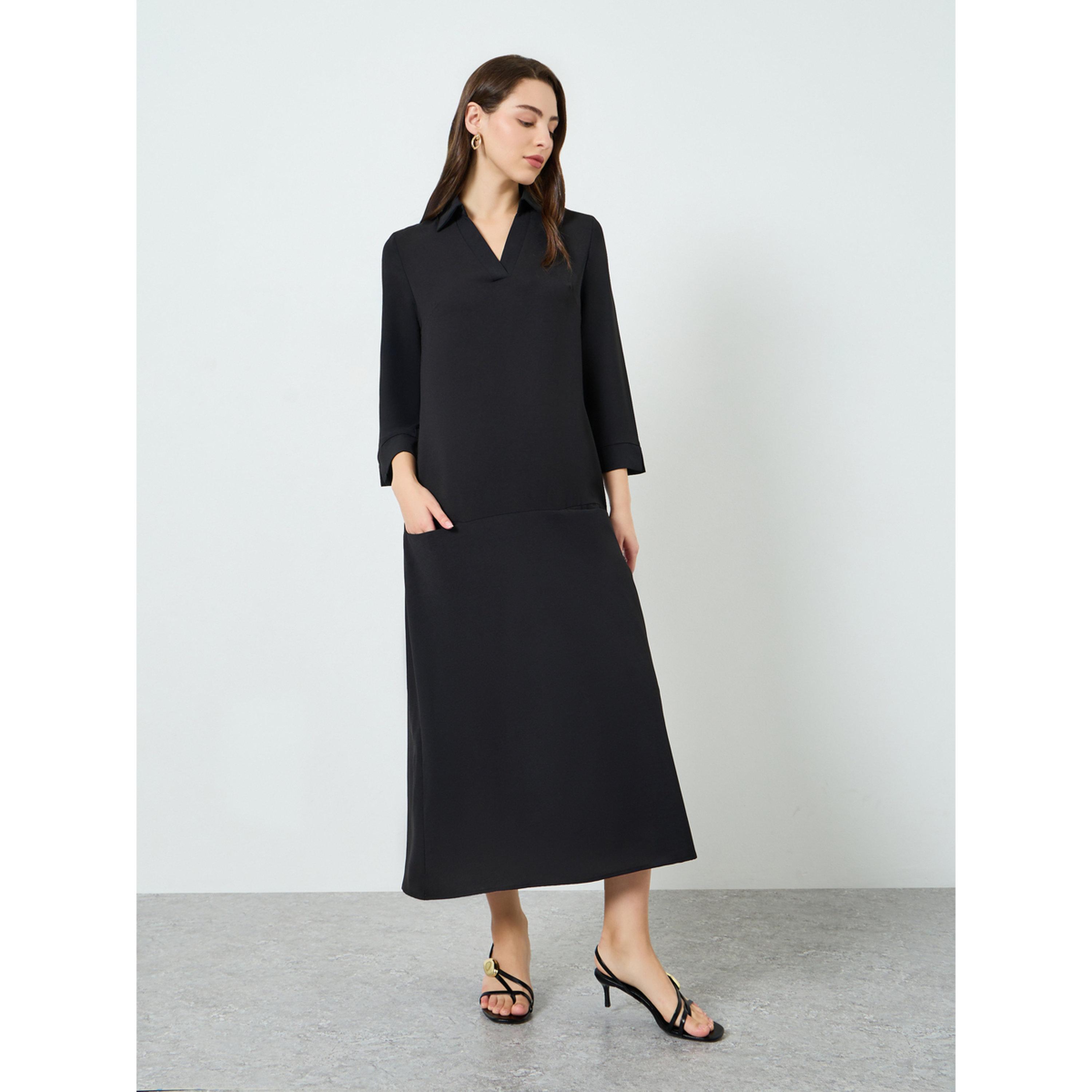 فستان طويل بقصة واسعة وأكمام 3/4-women-clothing-dresses-image-3