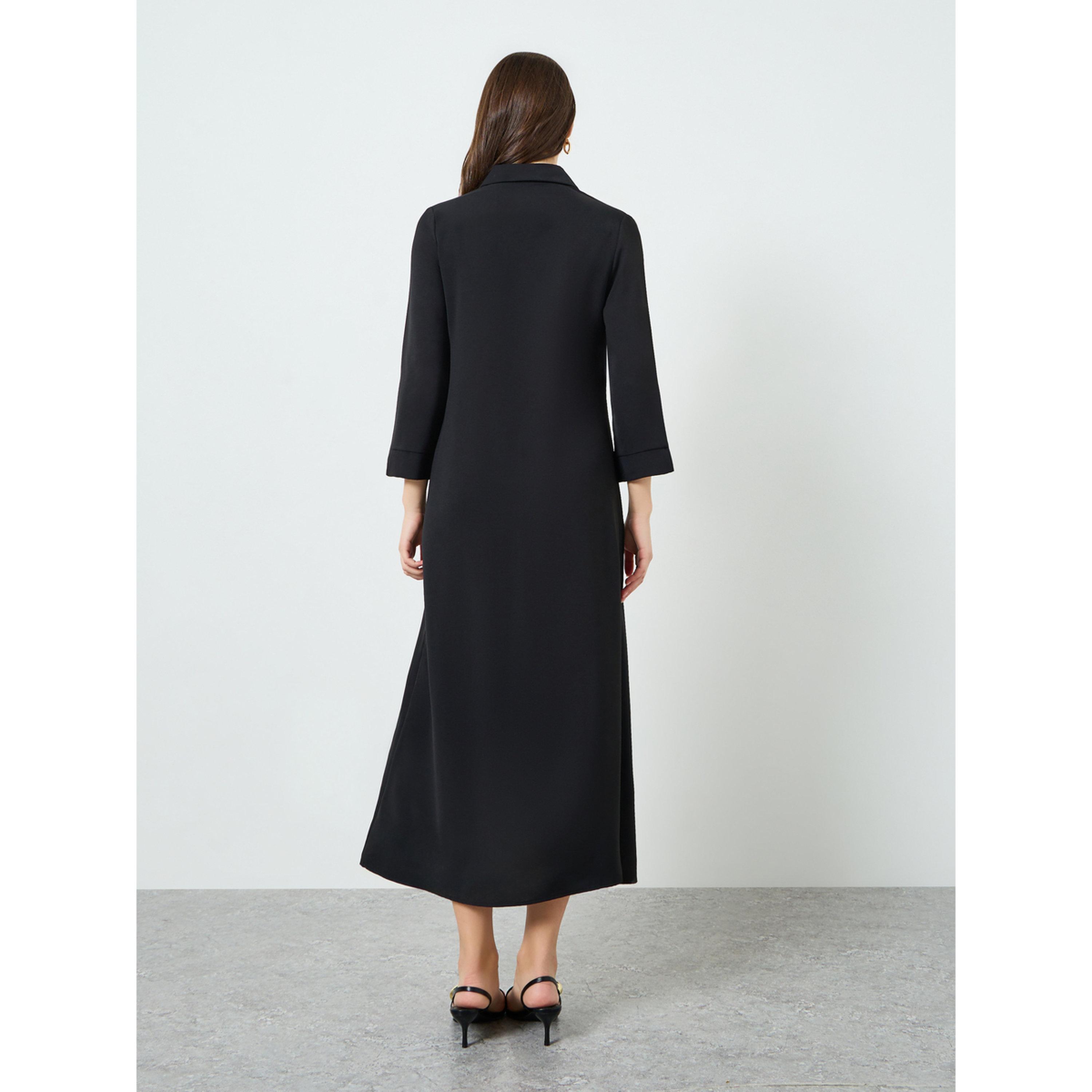 Take Two Women Black A-Line Maxi Dress with 3/4 Sleeves-women-clothing-dresses-image-4