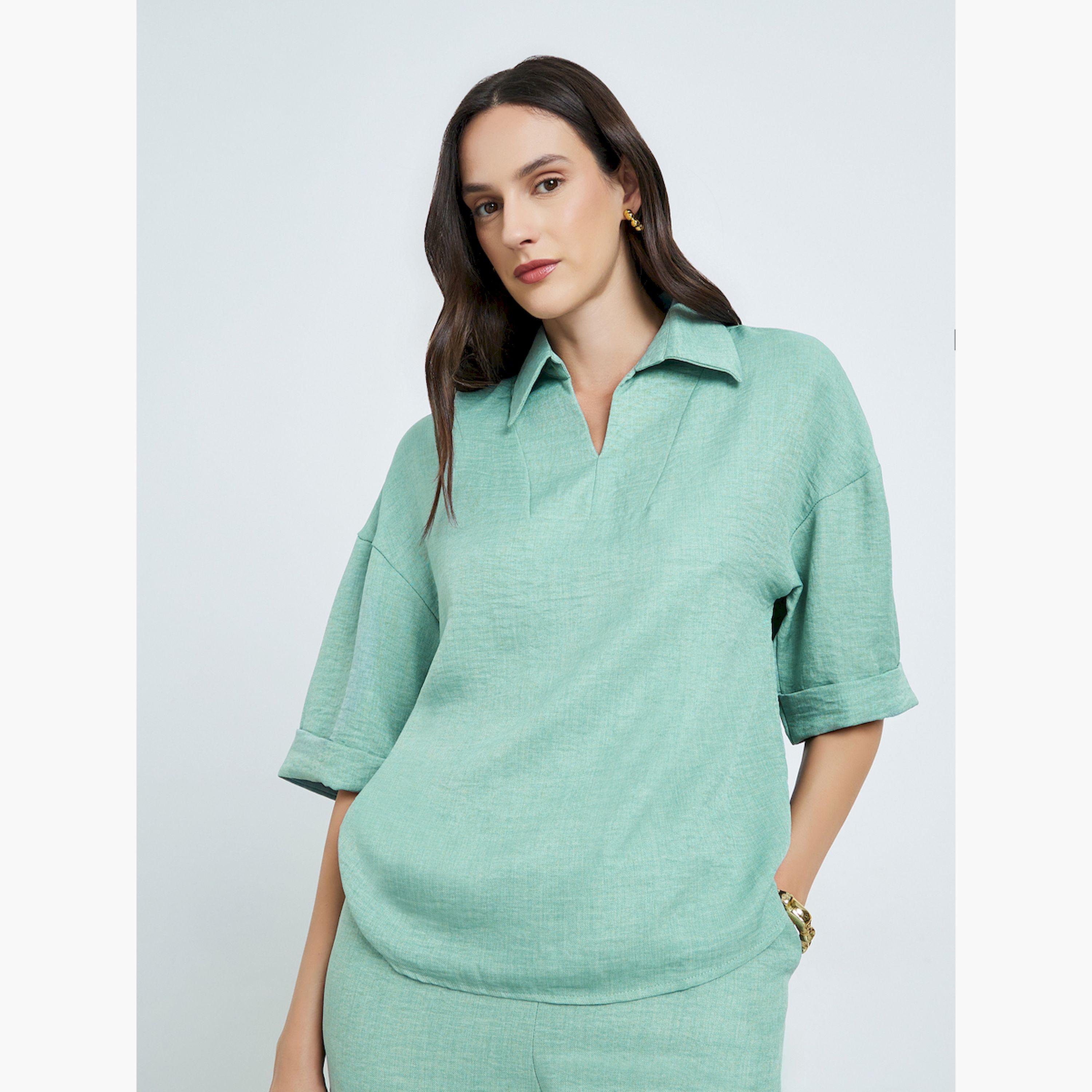 Take Two X Styli Mint Green Linen Short Sleeve Top and Trousers Co-Ords-women-clothing-coordsets-image-2