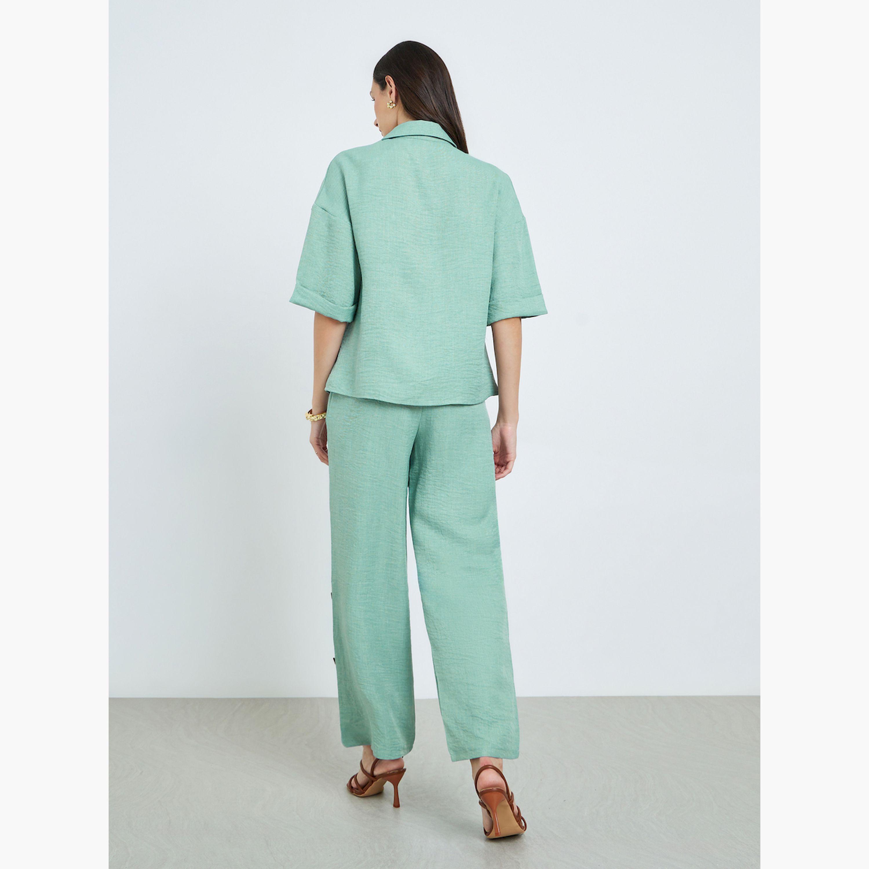 Take Two X Styli Mint Green Linen Short Sleeve Top and Trousers Co-Ords-women-clothing-coordsets-image-6