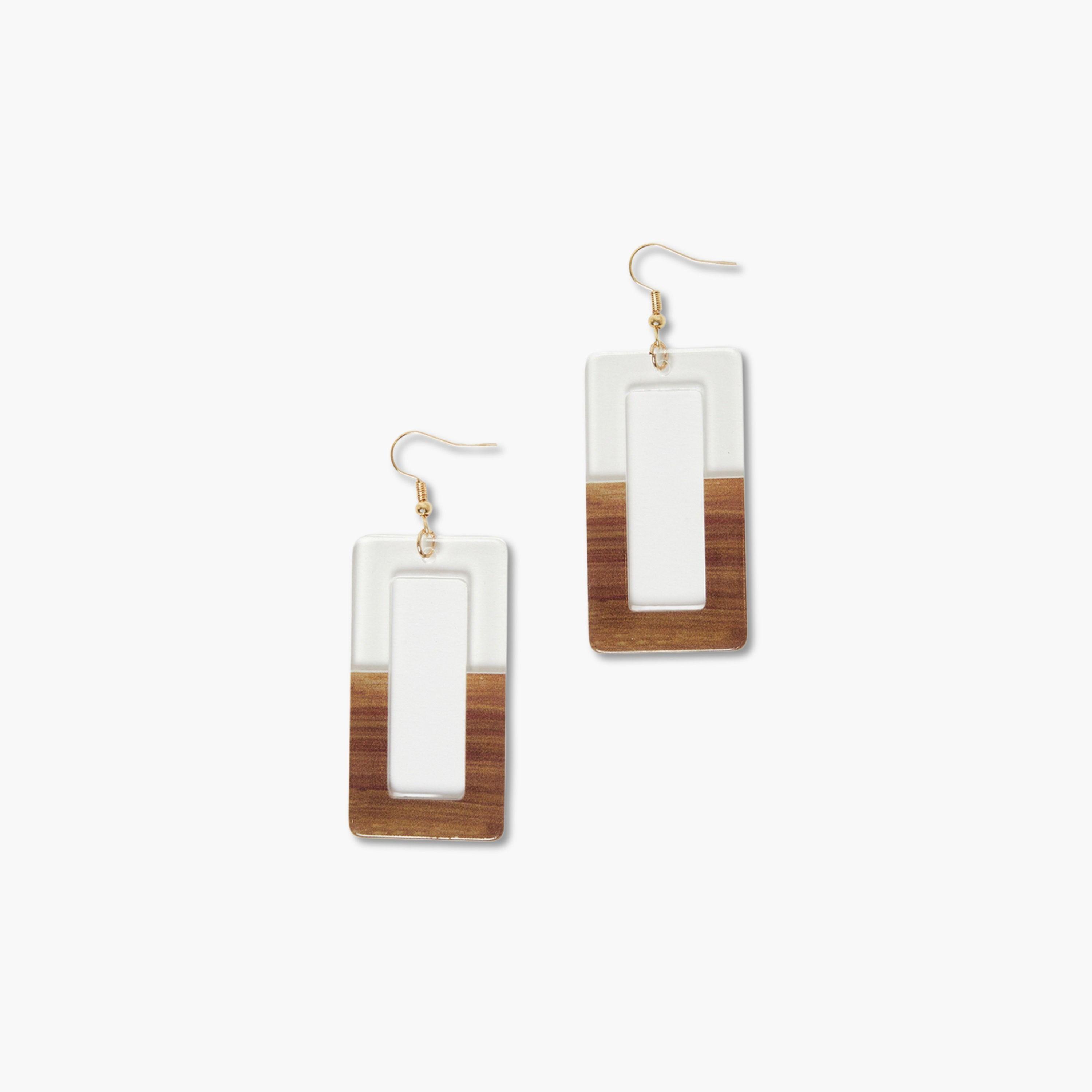 Styli Wood and Resin Dangle Earrings-women-watchesandjewellery-jewellery-earrings-image-1