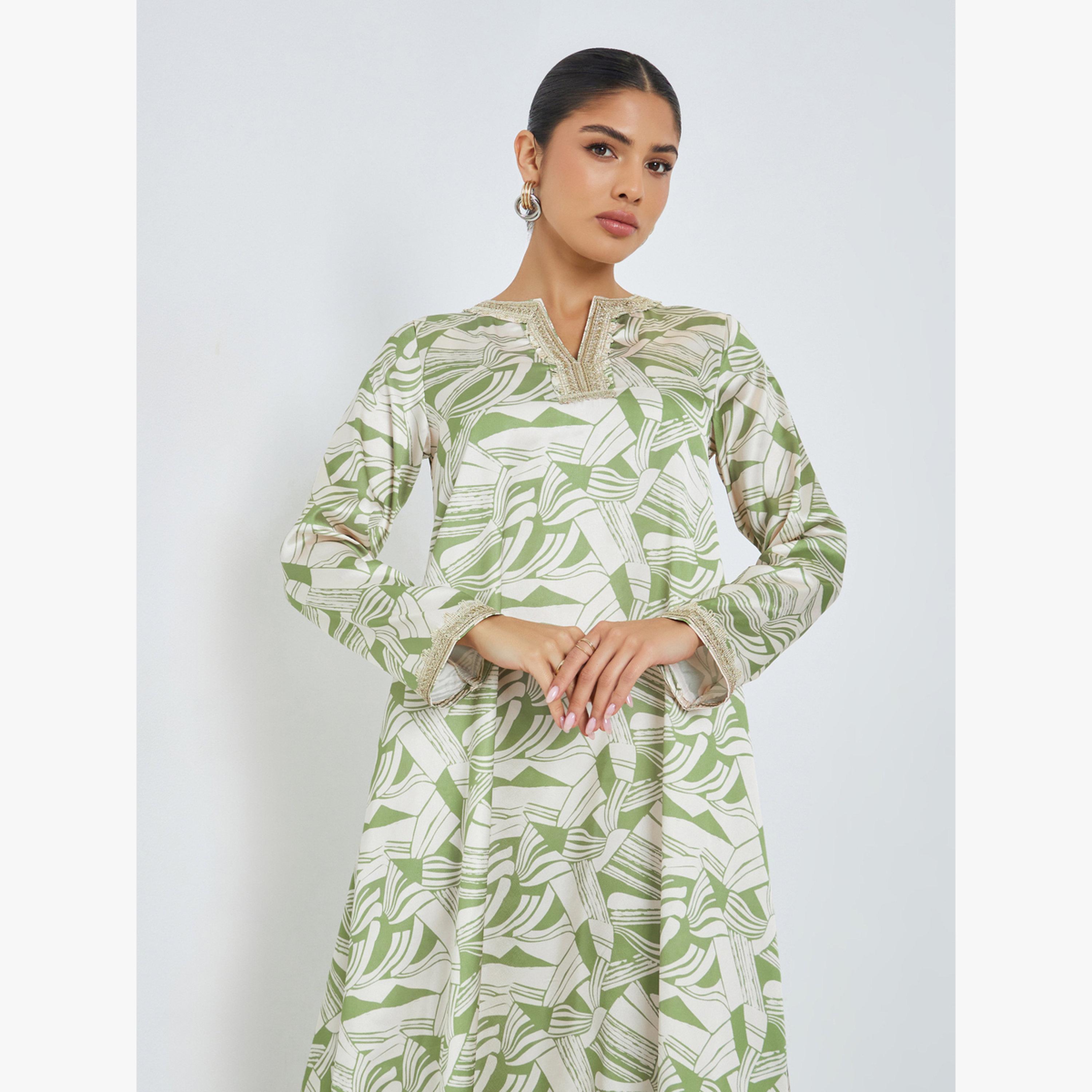 جلابية بطبعة رقمية بالكامل-women-arabicclothing-jalabiyas-image-2