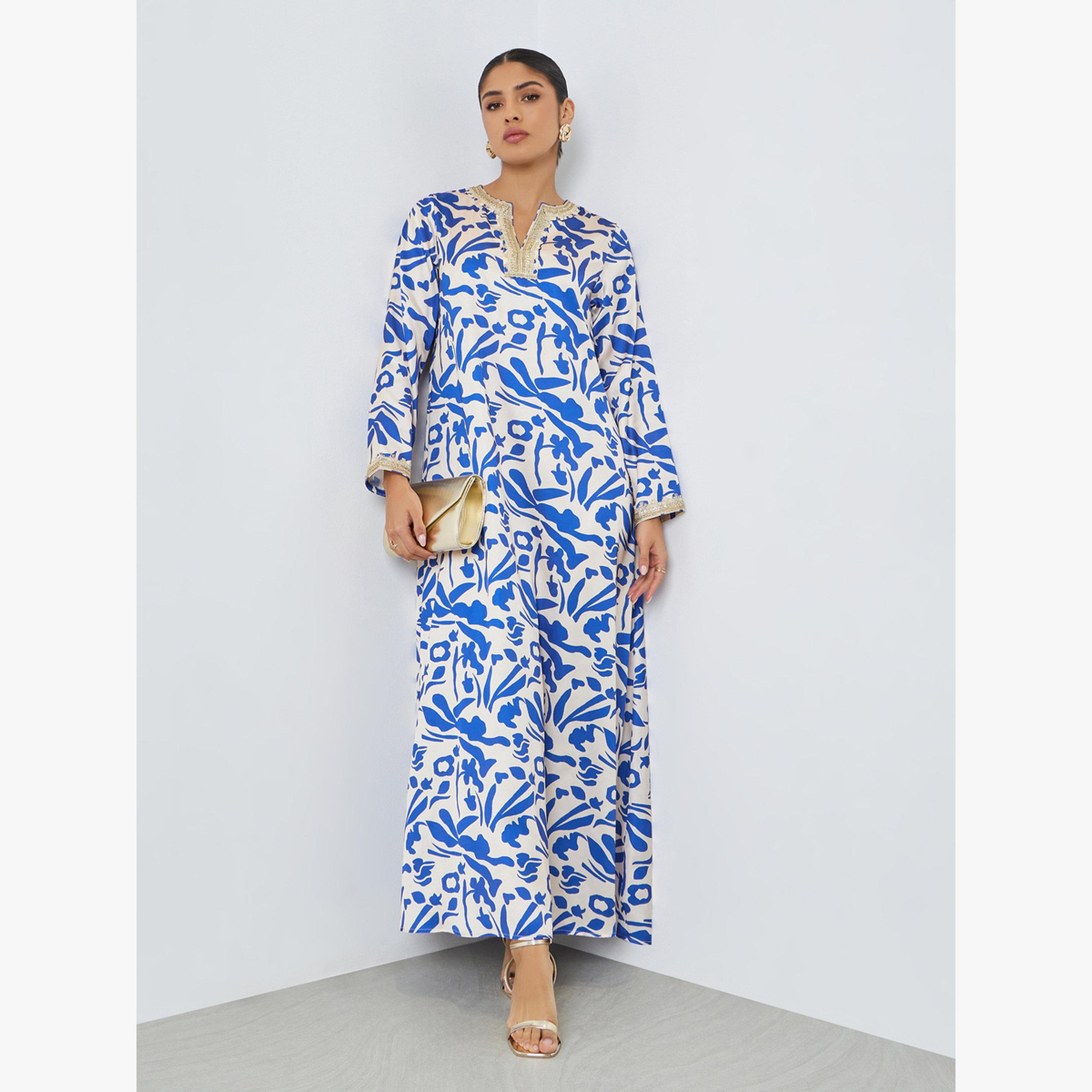 جلابية بطبعة رقمية شاملة-women-arabicclothing-jalabiyas-image-1