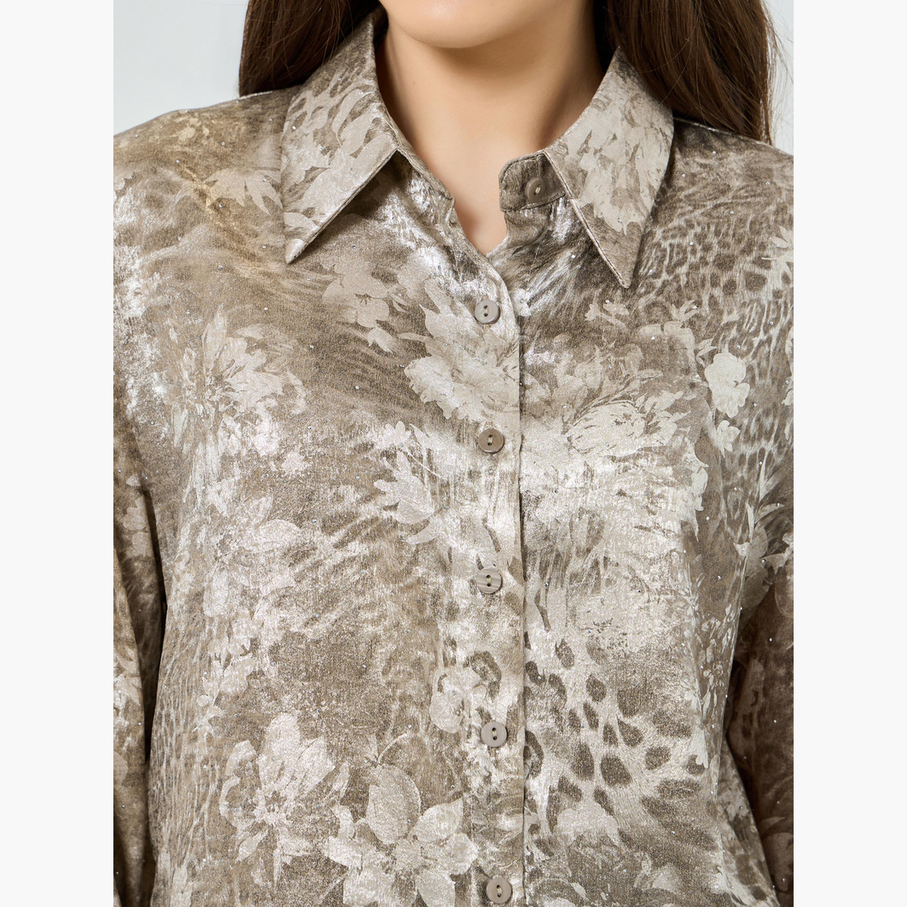 Styli Grey All Over Print Long Sleeve Shirt-women-clothing-shirtsandblouses-shirts-image-5