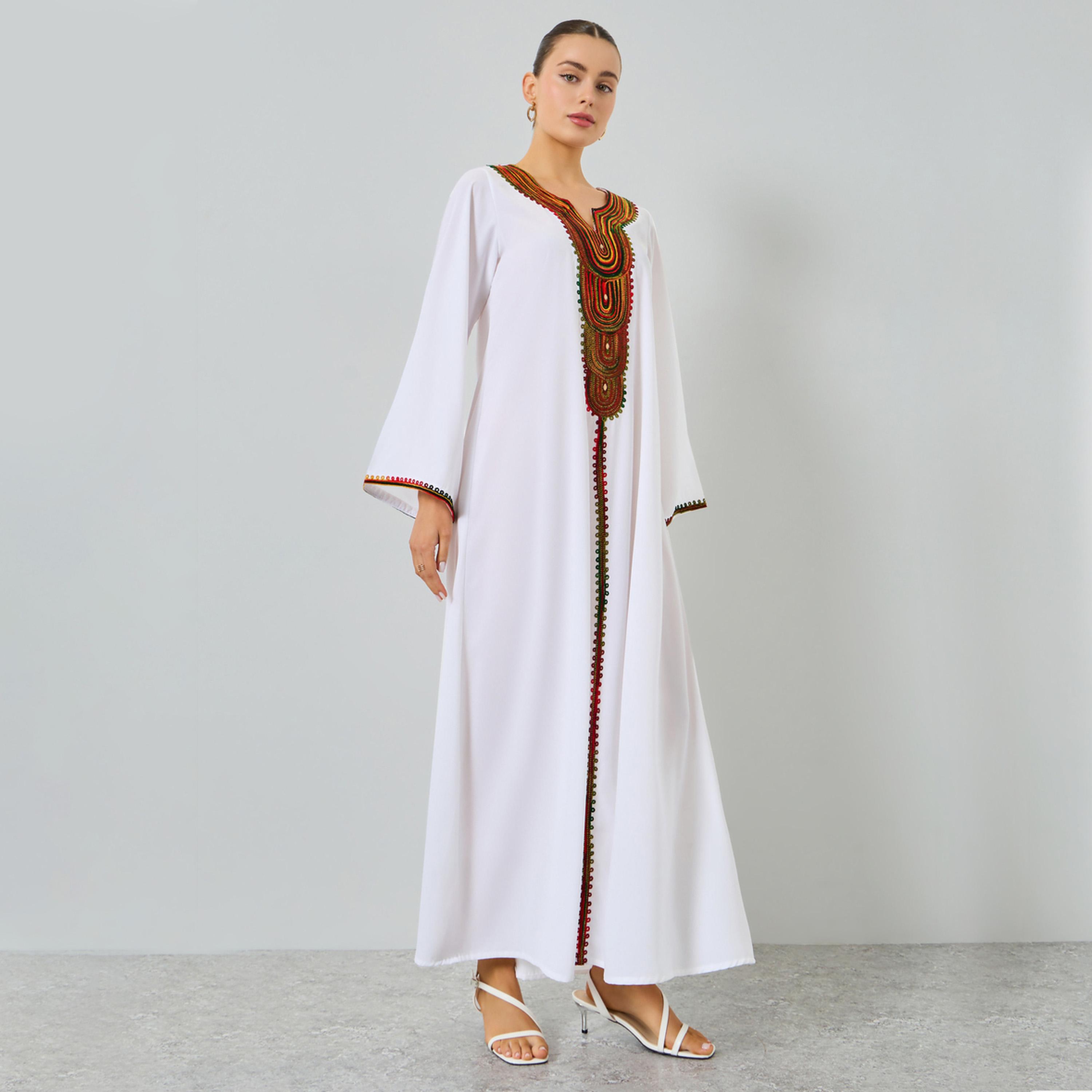 Maxim Creation White Embroidered A-Line Jalabiya-women-arabicclothing-jalabiyas-image-1
