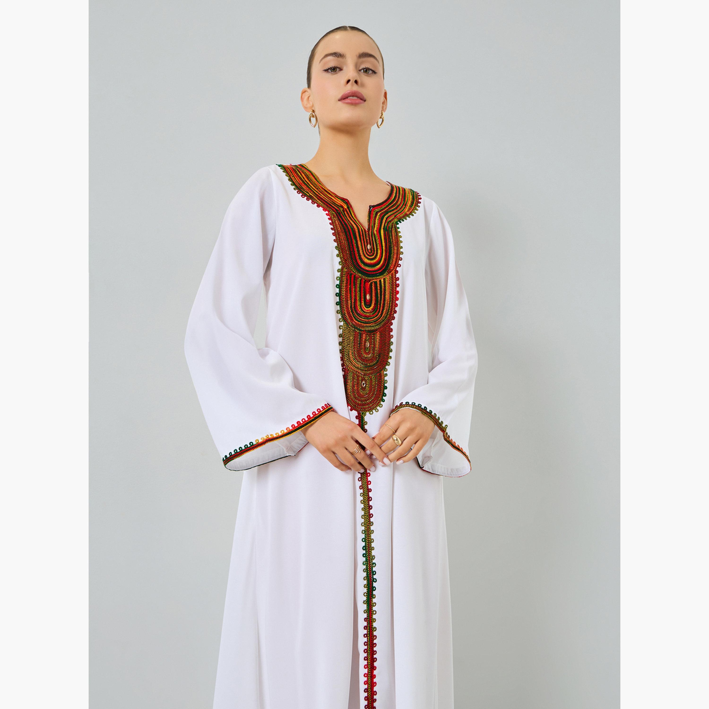 Maxim Creation White Embroidered A-Line Jalabiya-women-arabicclothing-jalabiyas-image-3