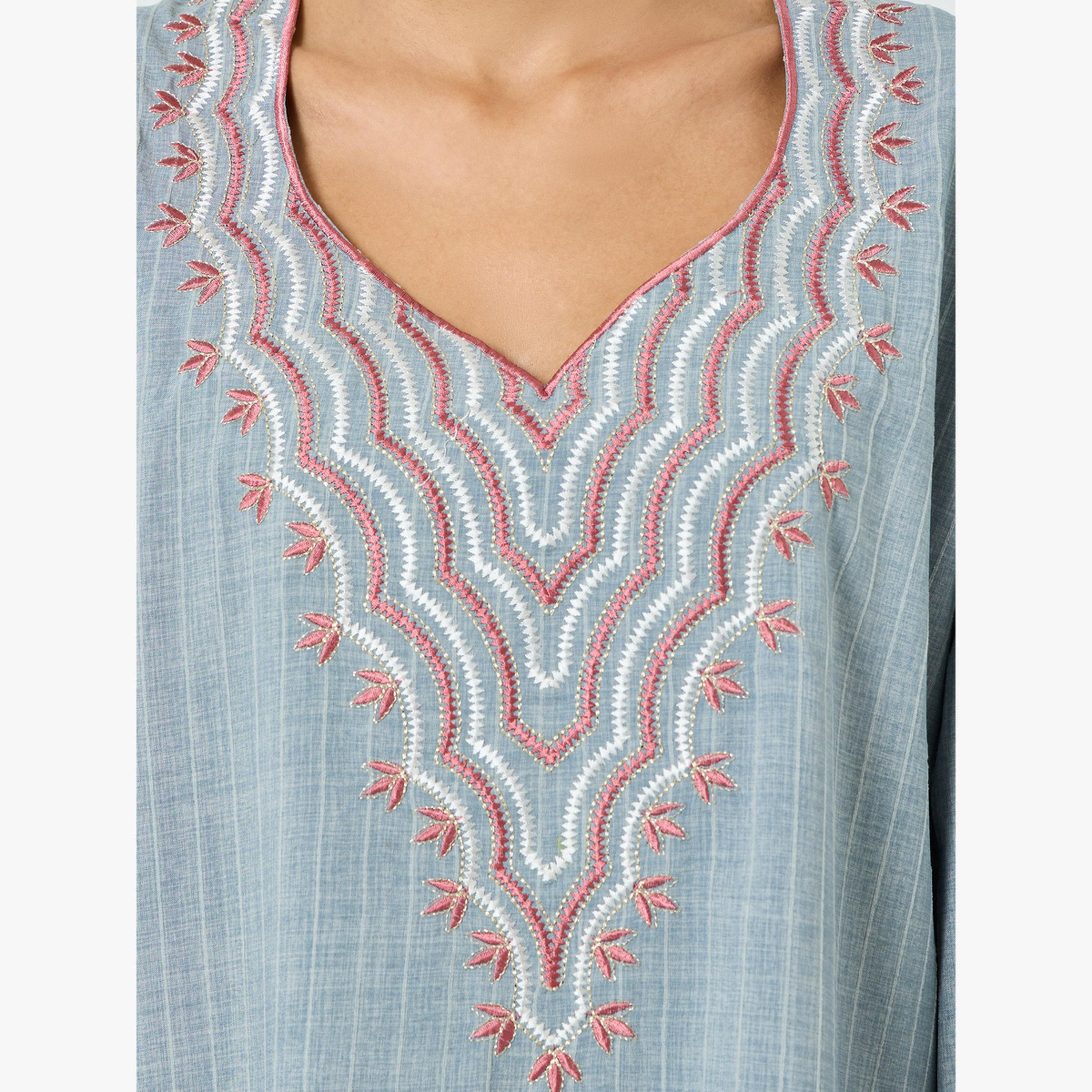 جلابية طويلة مُطرّزة بخيوط ثريد-women-arabicclothing-jalabiyas-image-5