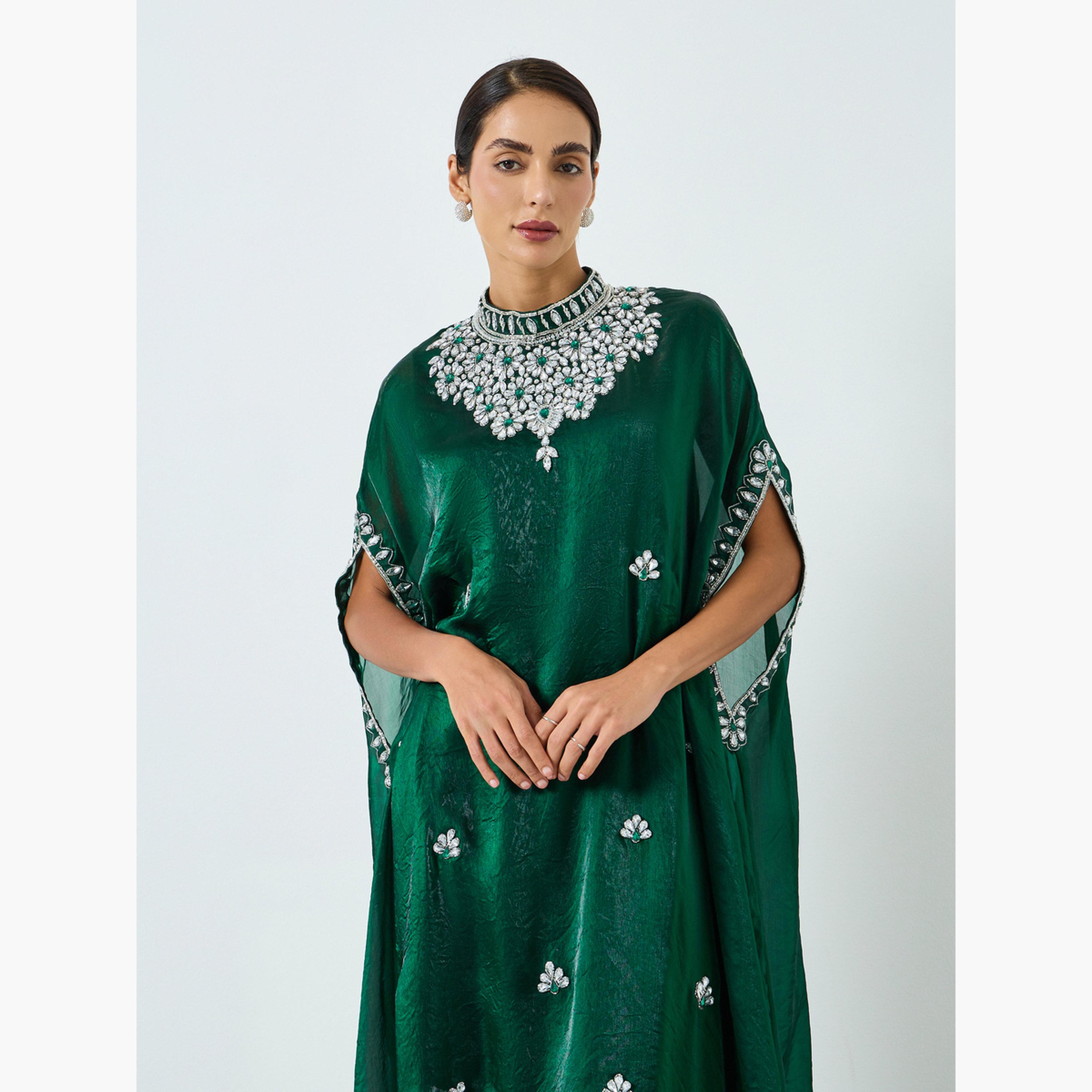 فستان طويل بياقة عالية ومزين للنساء-women-clothing-dresses-image-2