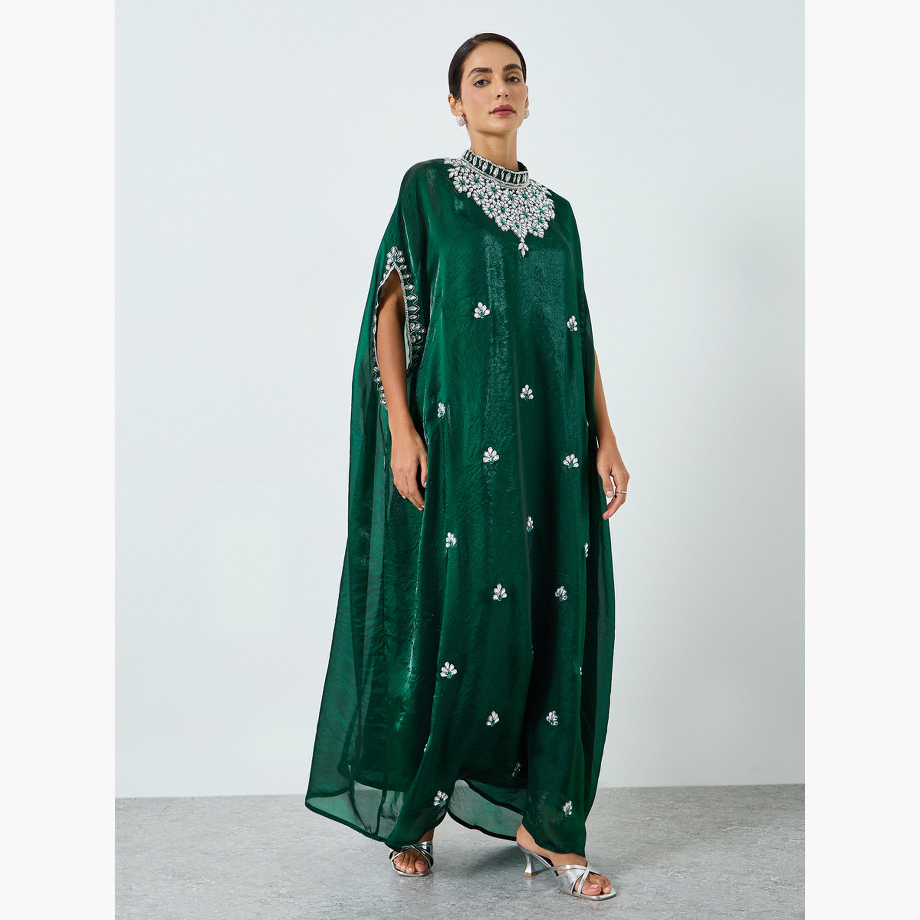 فستان طويل بياقة عالية ومزين للنساء-women-clothing-dresses-image-3