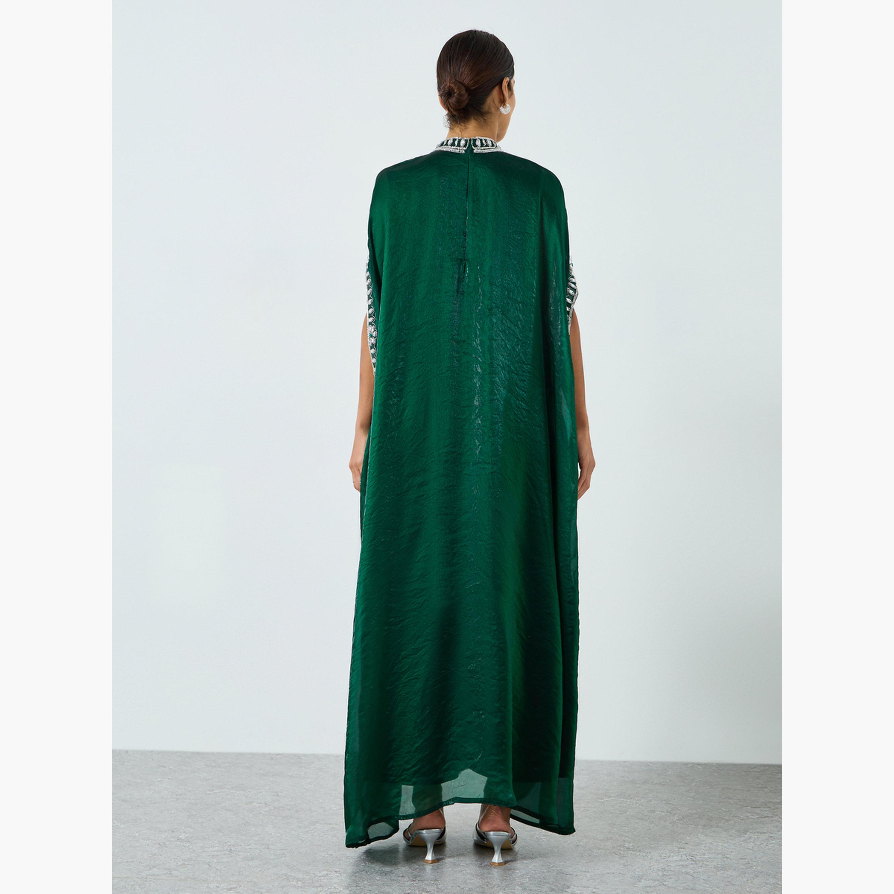 فستان طويل بياقة عالية ومزين للنساء-women-clothing-dresses-image-4