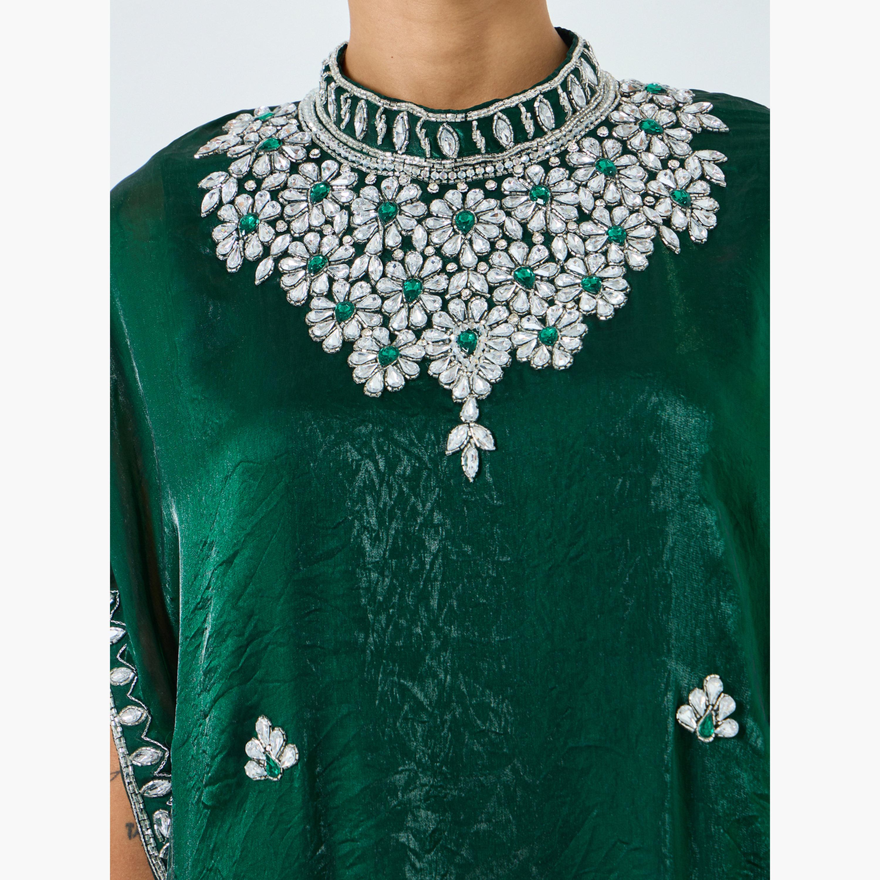 فستان طويل بياقة عالية ومزين للنساء-women-clothing-dresses-image-5
