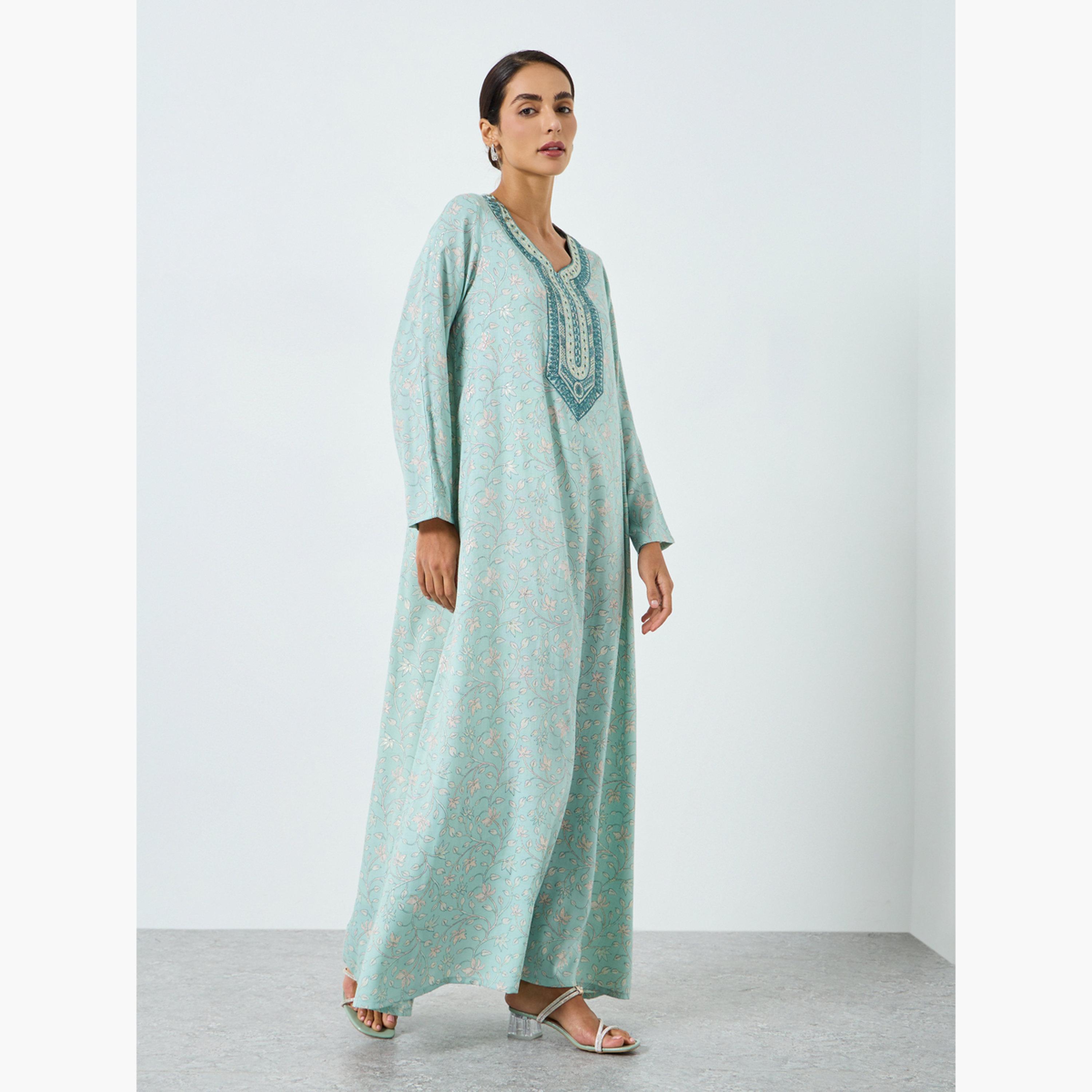 Maxim Creation Women Threadwork Embroidery Printed Jalabiya-women-arabicclothing-jalabiyas-image-3