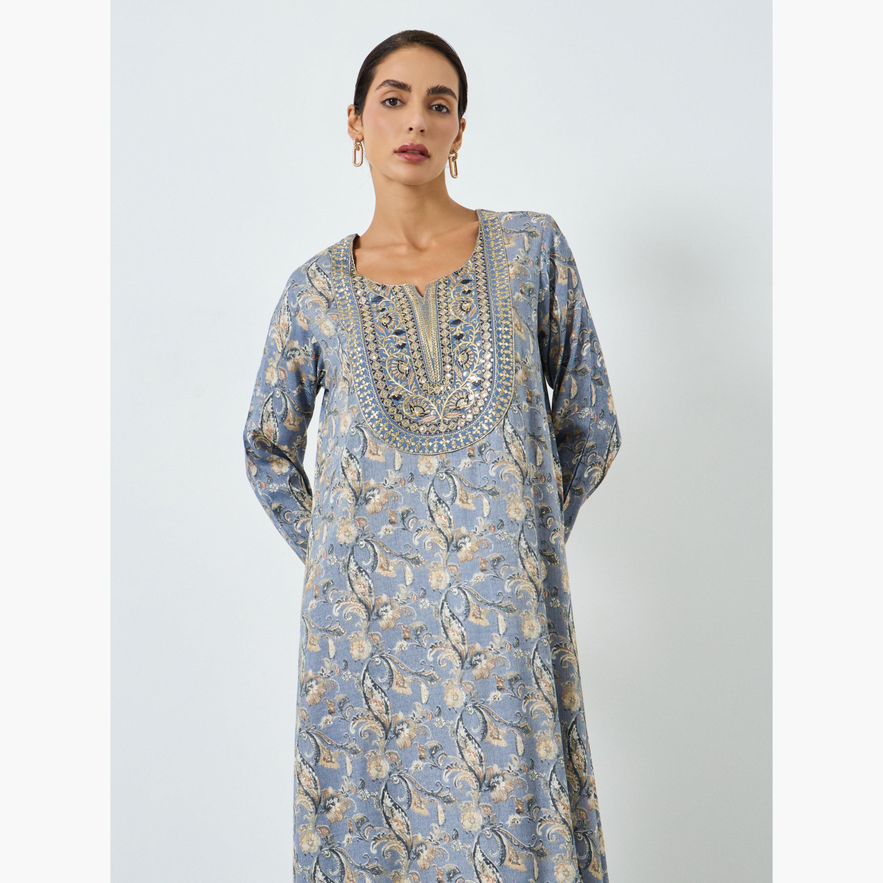 Maxim Creation Women Threadwork Embroidery Printed Jalabiya-women-arabicclothing-jalabiyas-image-2