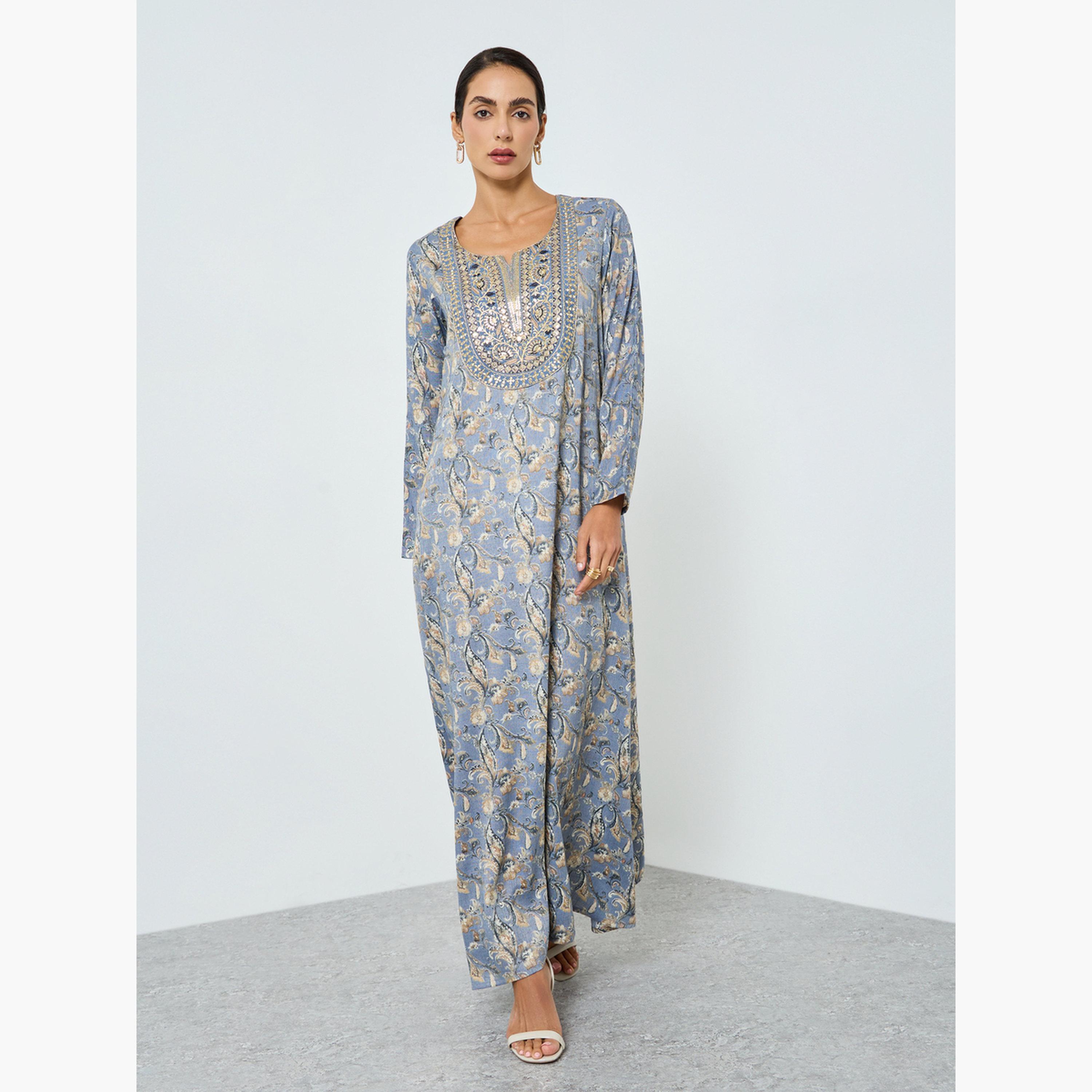 Maxim Creation Women Threadwork Embroidery Printed Jalabiya-women-arabicclothing-jalabiyas-image-3