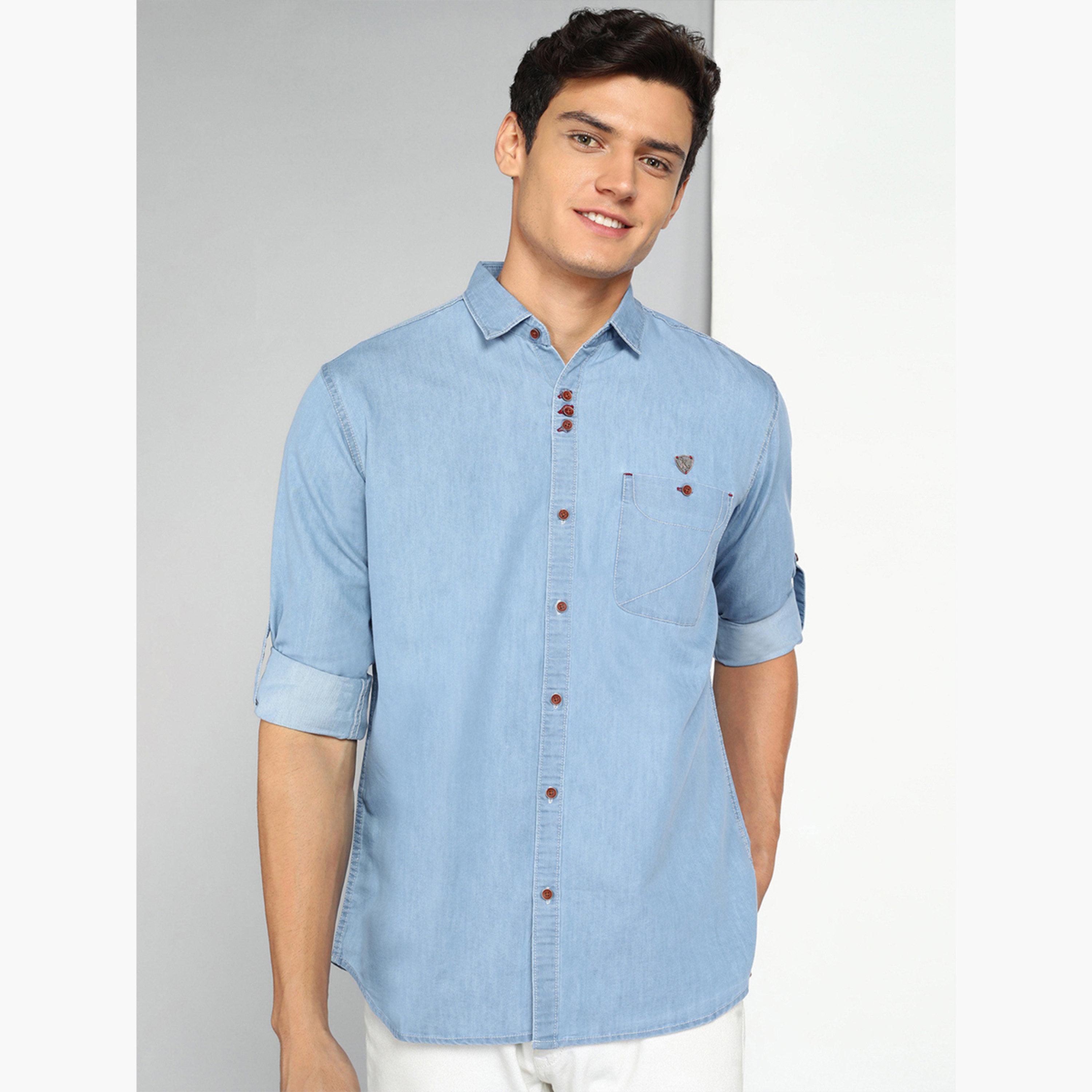 KUONS AVENUE X Styli Men Blue Denim Shirt-men-clothing-shirts-image-1