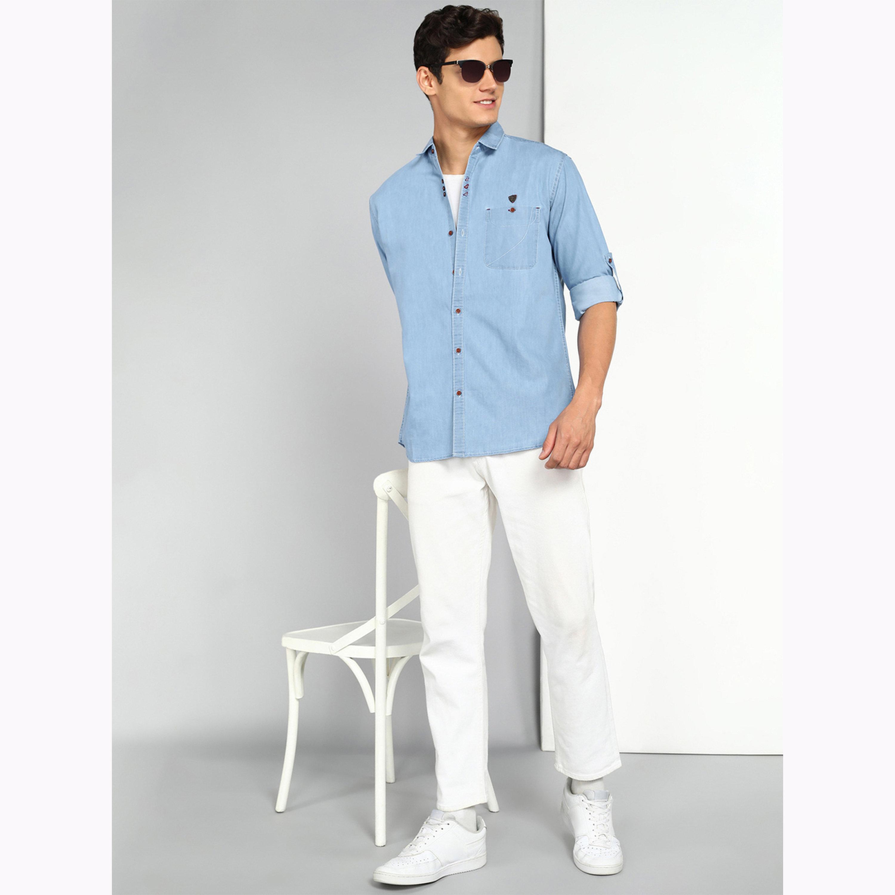 KUONS AVENUE X Styli Men Blue Denim Shirt-men-clothing-shirts-image-2