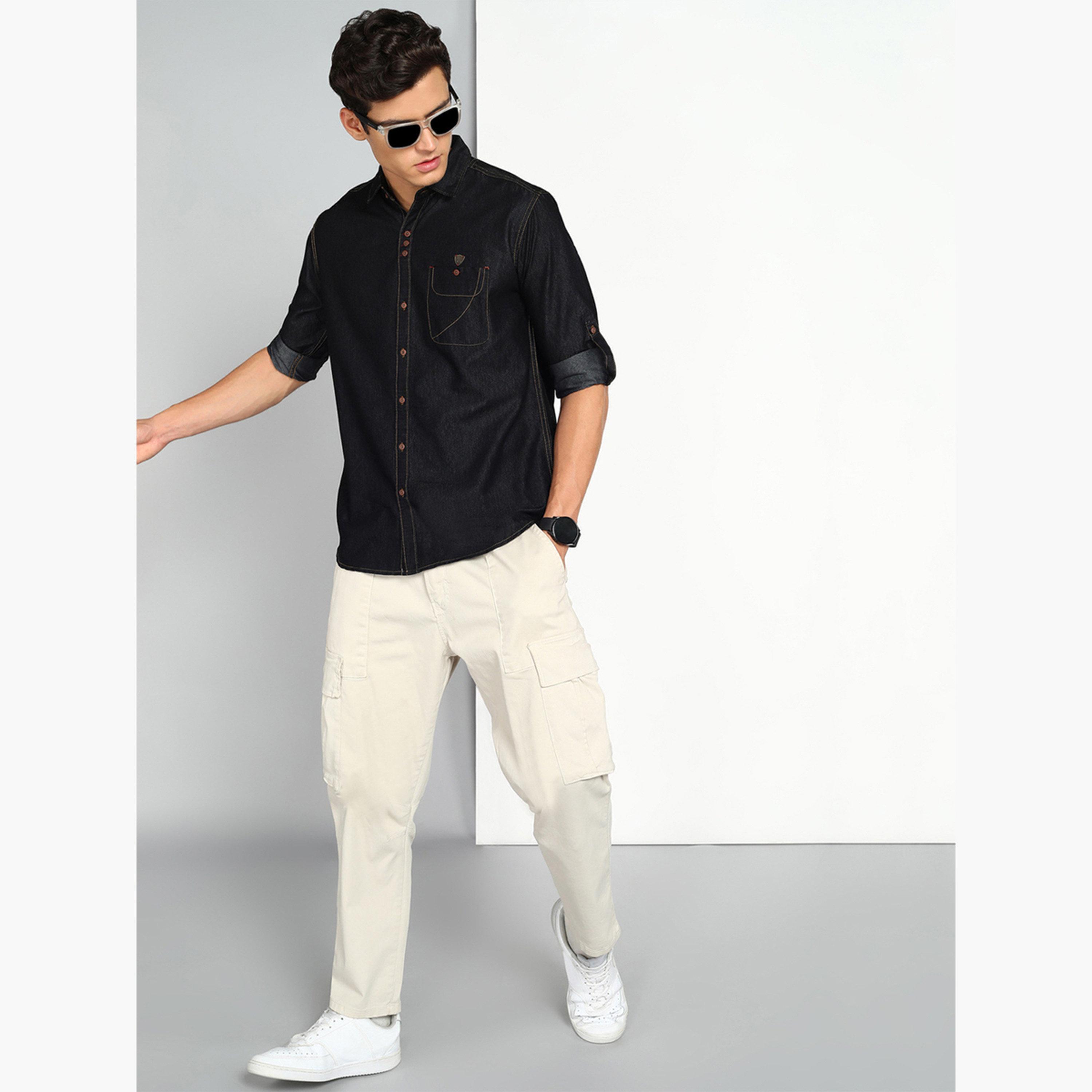 قميص دنيم اسود رجالي-men-clothing-shirts-image-2