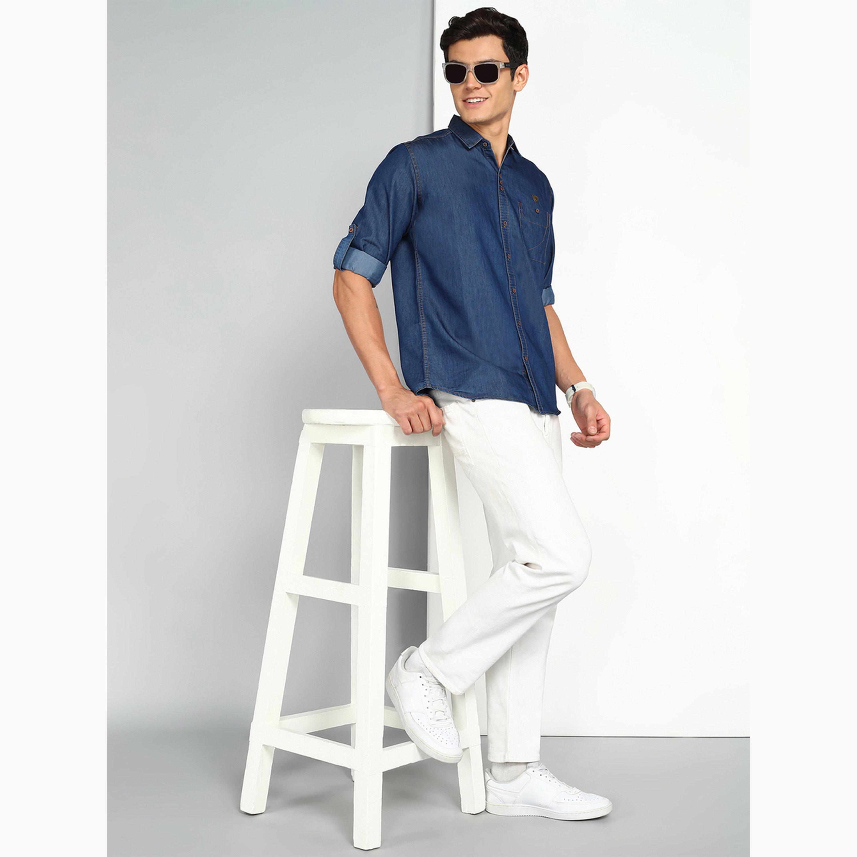 KUONS AVENUE X Styli Men Blue Denim Shirt-men-clothing-shirts-image-2