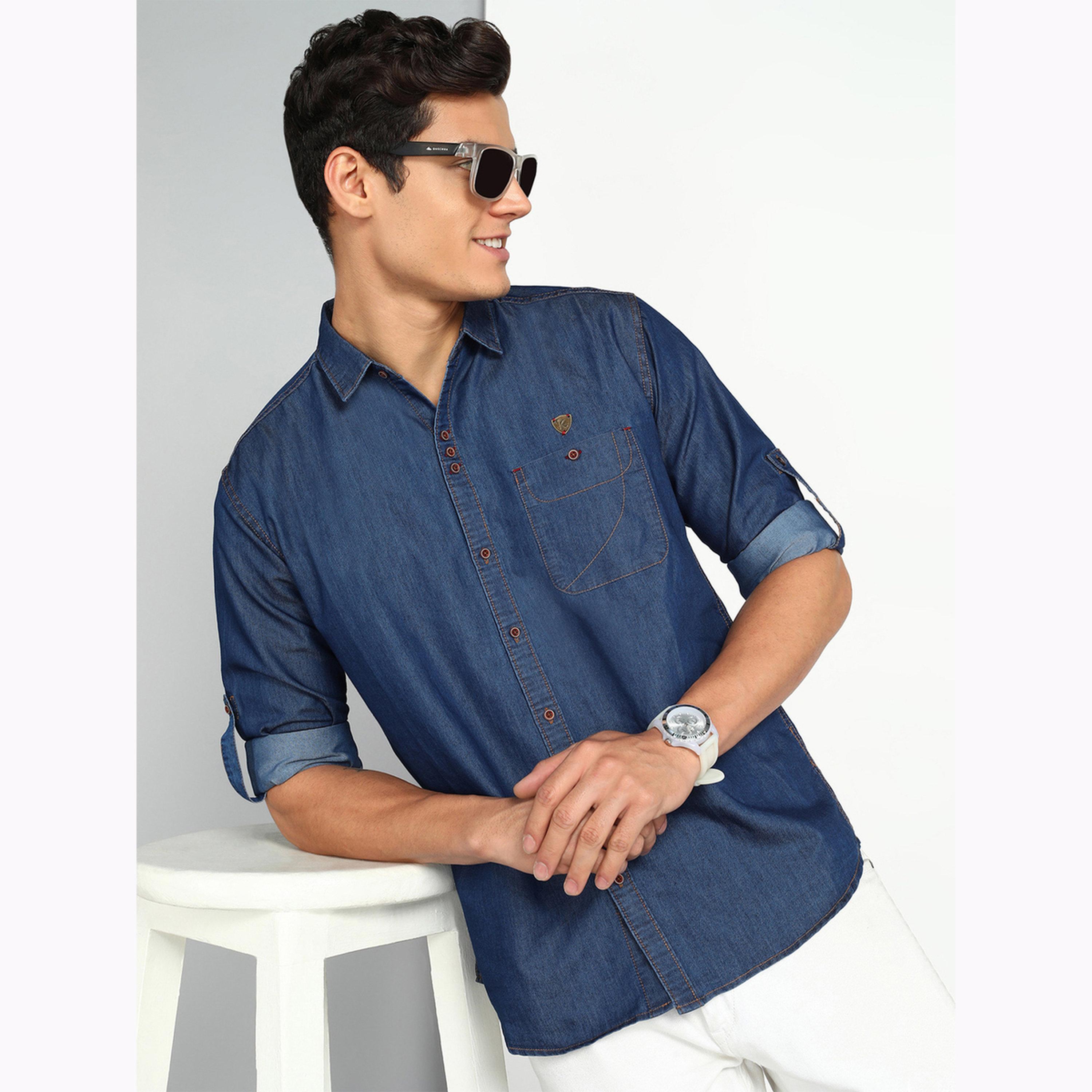 KUONS AVENUE X Styli Men Blue Denim Shirt-men-clothing-shirts-image-3