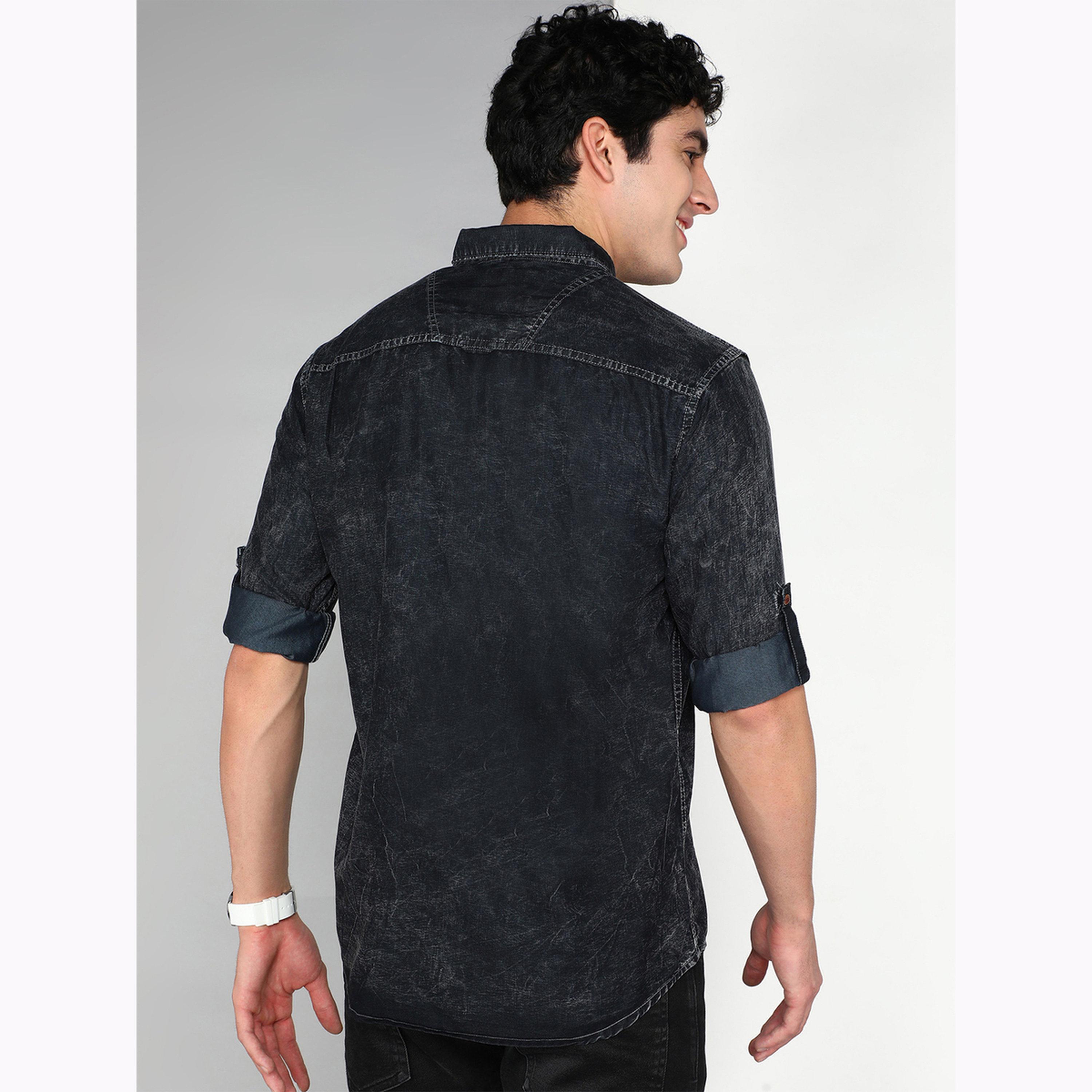 KUONS AVENUE X Styli Men Black Denim Washed Shirt-men-clothing-shirts-image-3