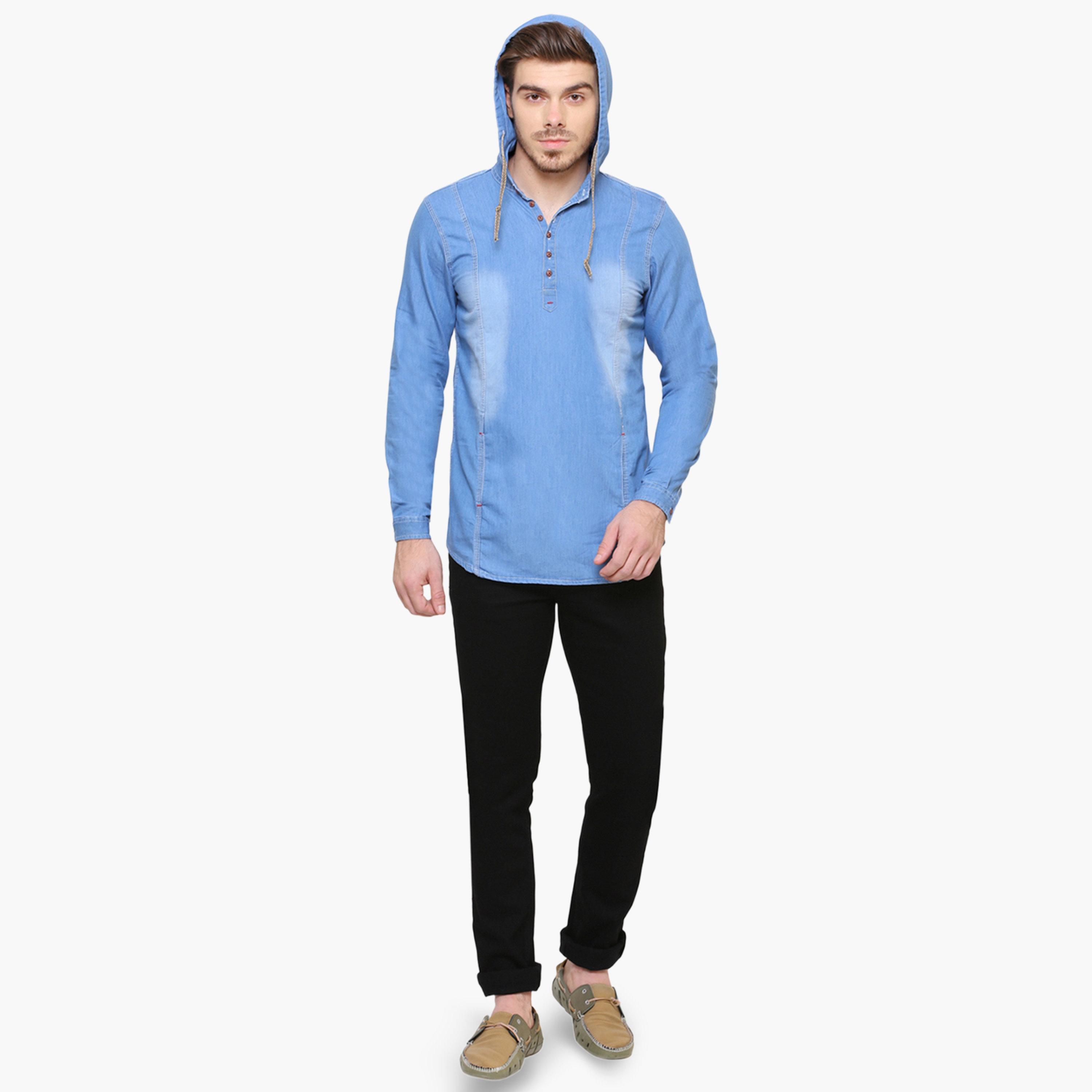 قميص دنيم بياقة هودي وأزرار-men-clothing-shirts-image-2