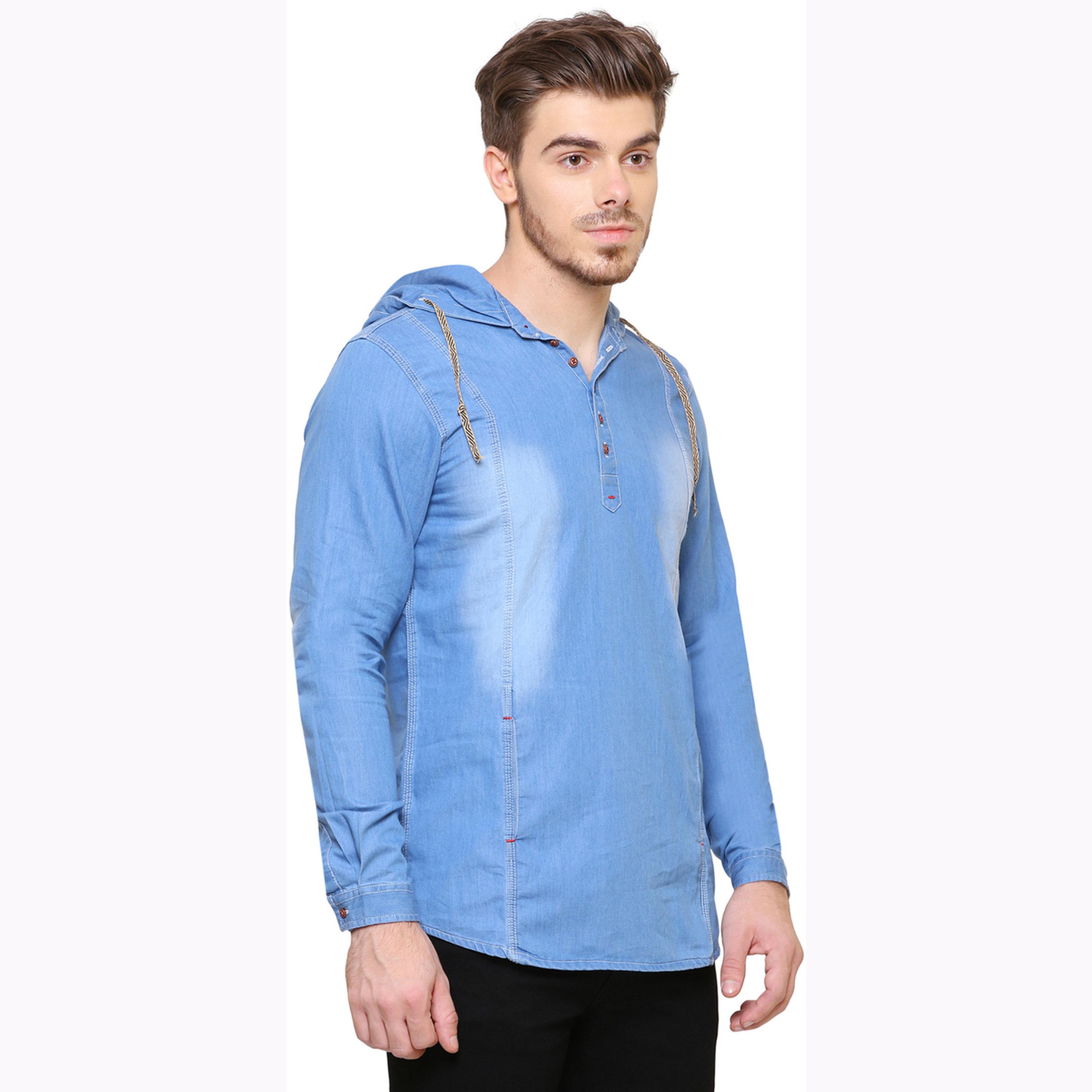 KUONS AVENUE X Styli Men Blue Denim Hooded Shirt-men-clothing-shirts-image-4