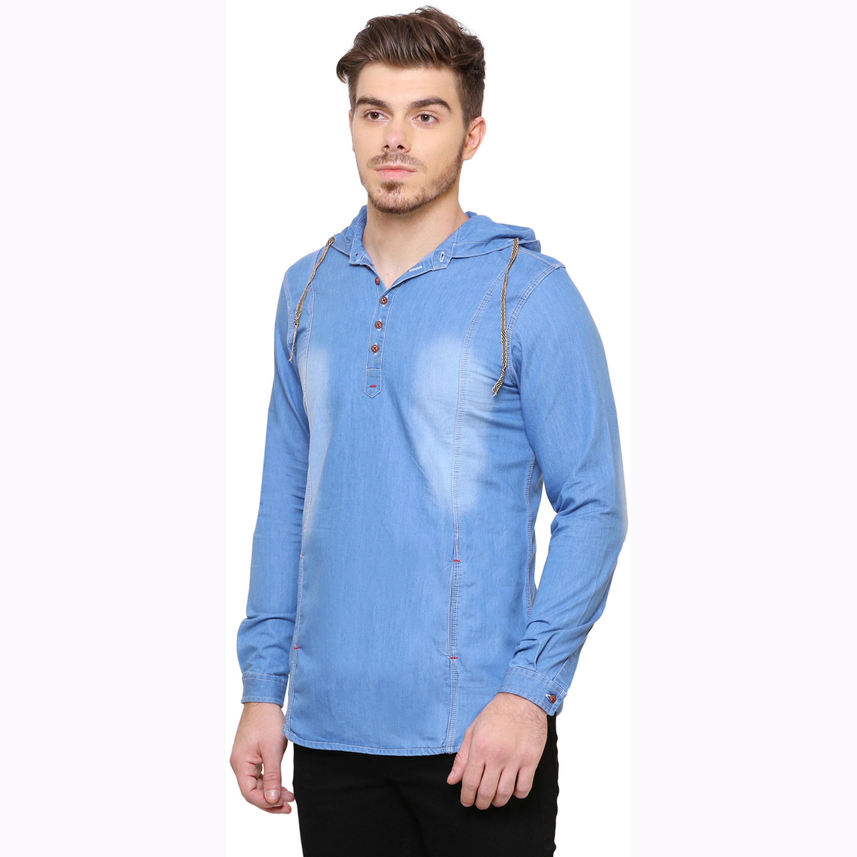 KUONS AVENUE X Styli Men Blue Denim Hooded Shirt-men-clothing-shirts-image-5