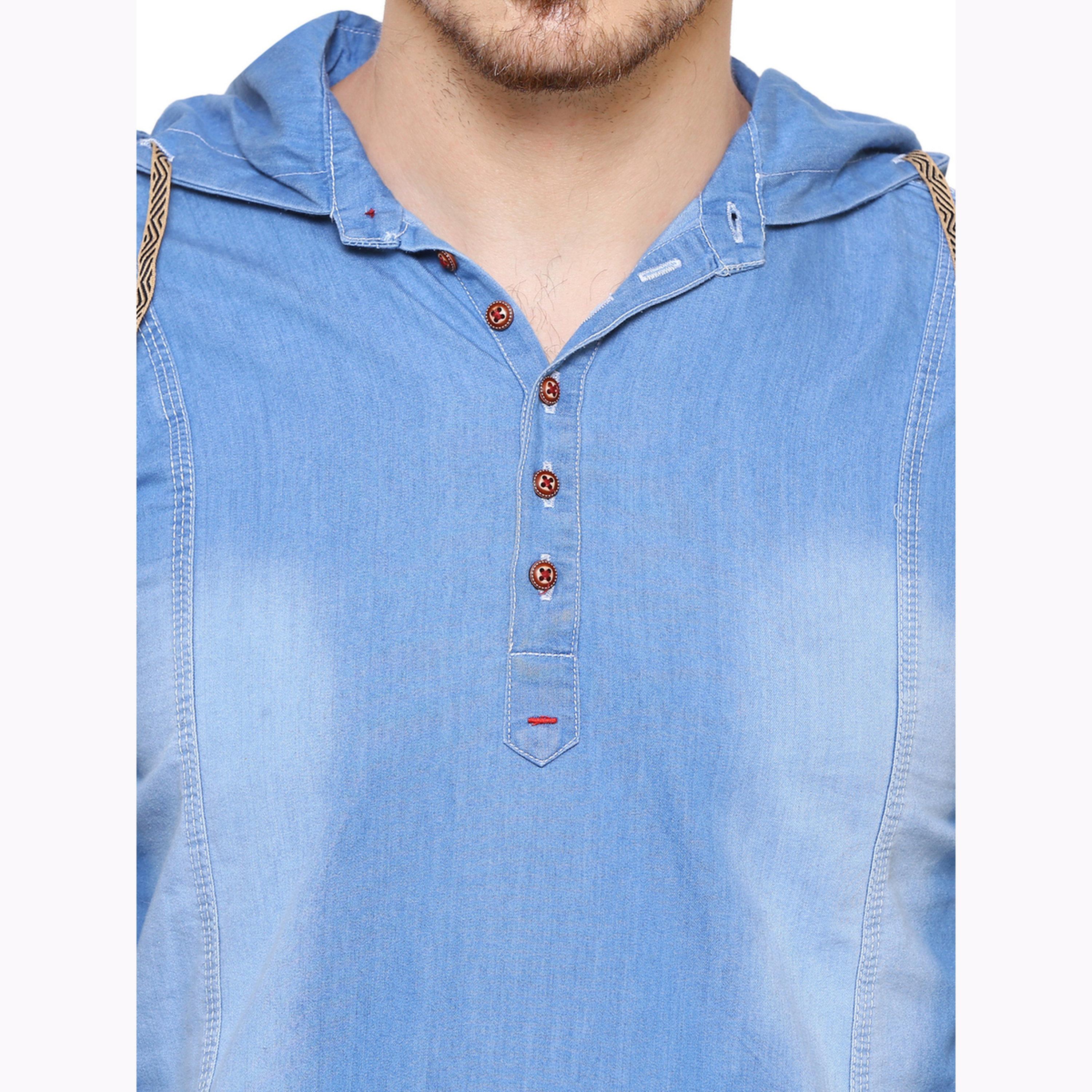 KUONS AVENUE X Styli Men Blue Denim Hooded Shirt-men-clothing-shirts-image-6