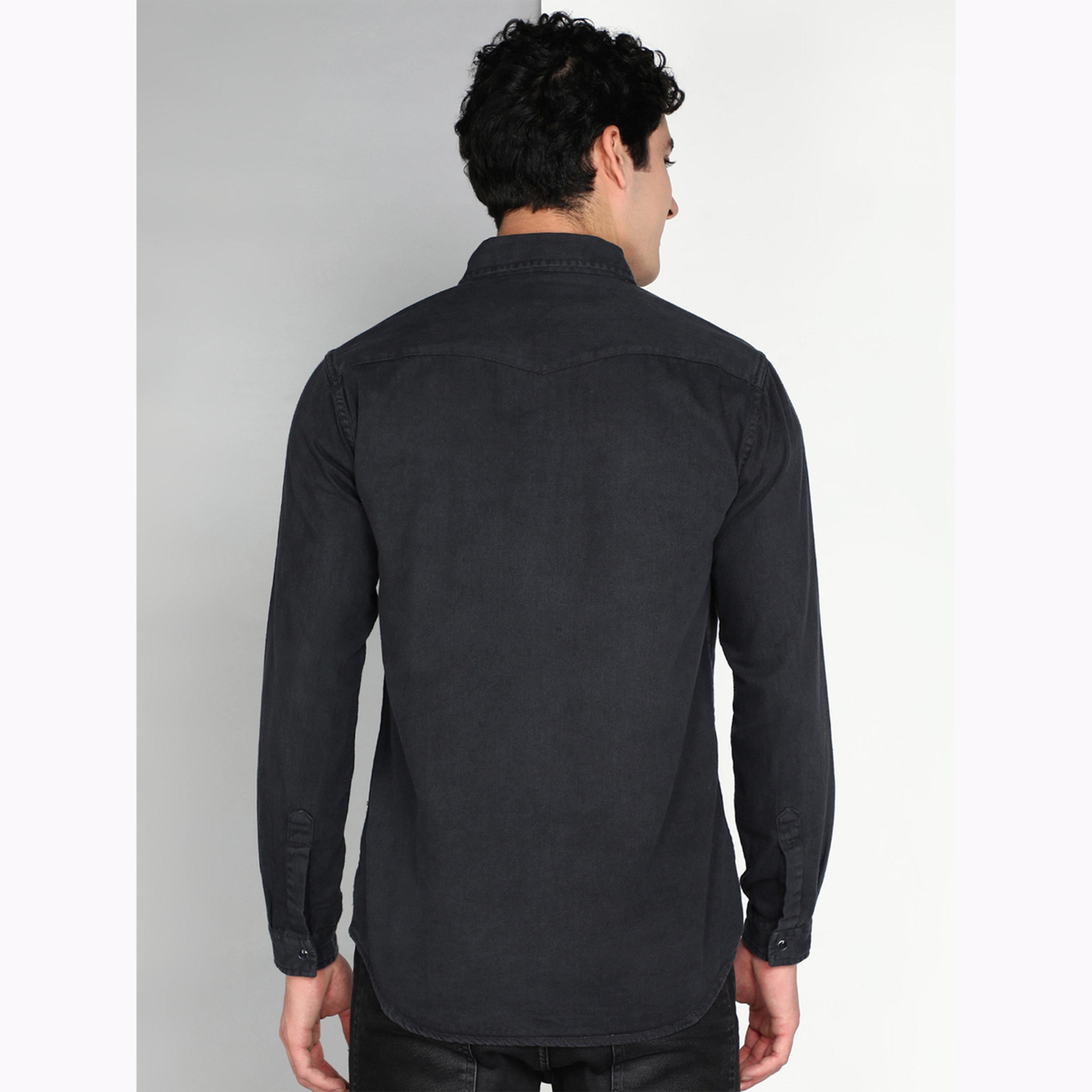 KUONS AVENUE X Styli Men Grey Denim Buttoned Shirt-men-clothing-shirts-image-3