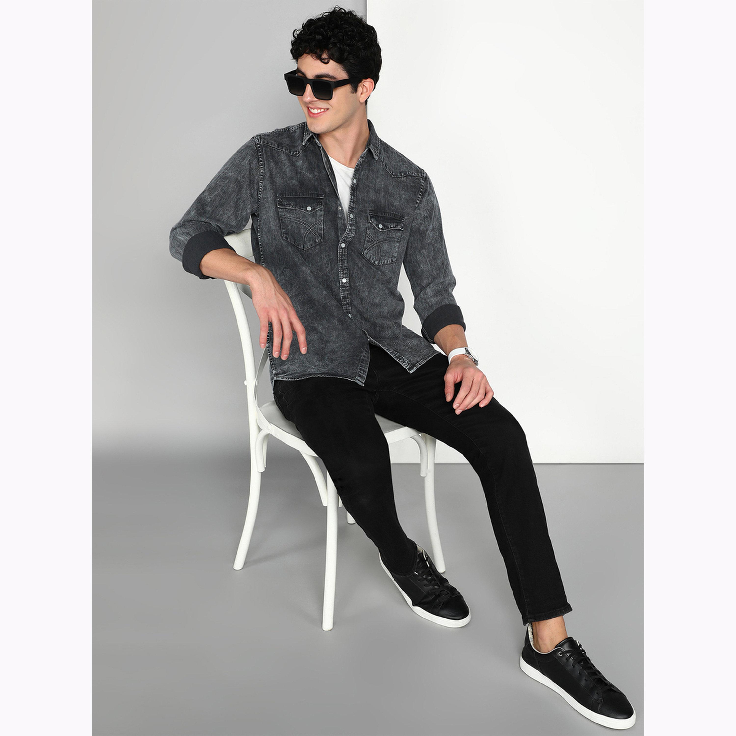 قميص دنيم رجالي رمادي بجيبين-men-clothing-shirts-image-2