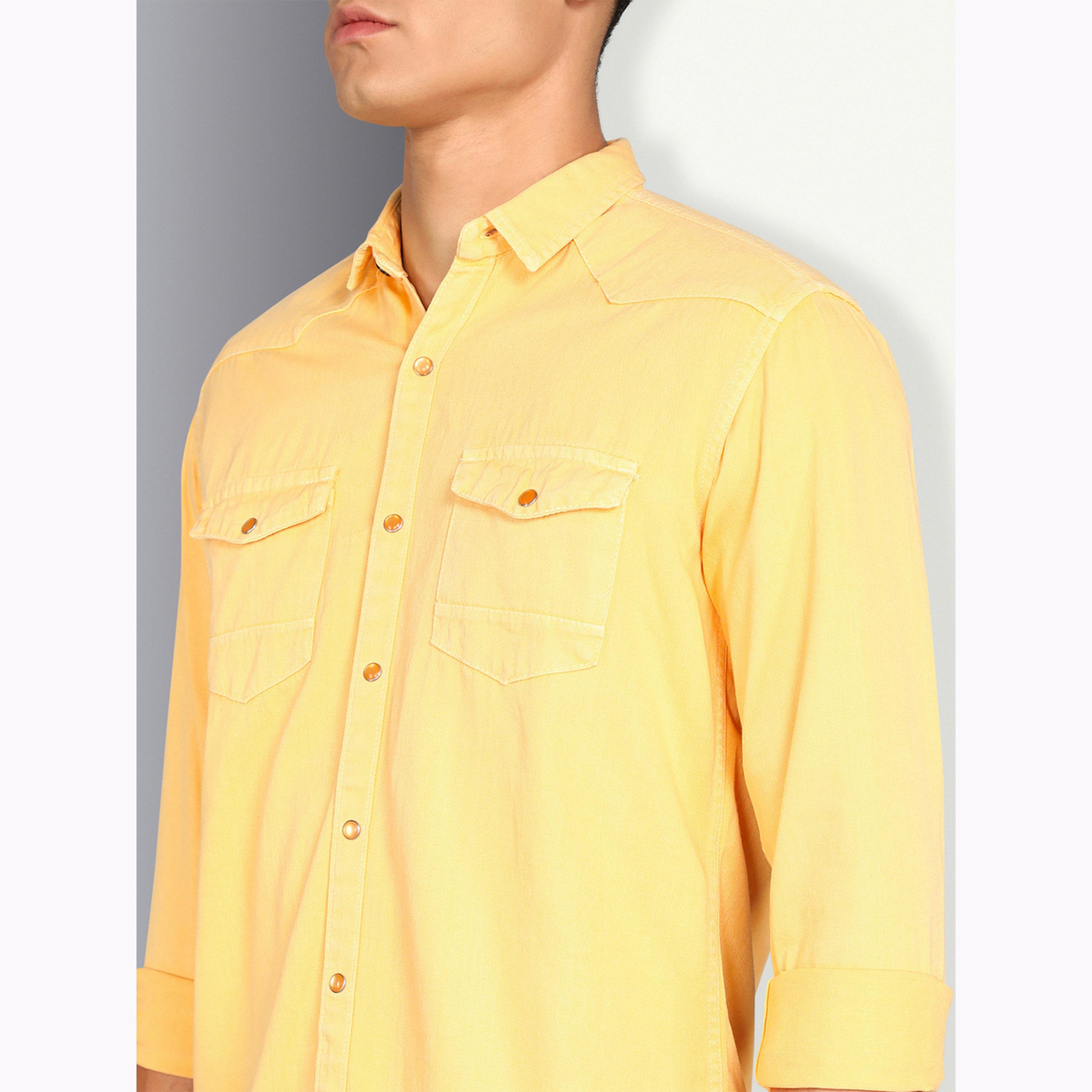 قميص دنيم رجالي أصفر بجيبين-men-clothing-shirts-image-5