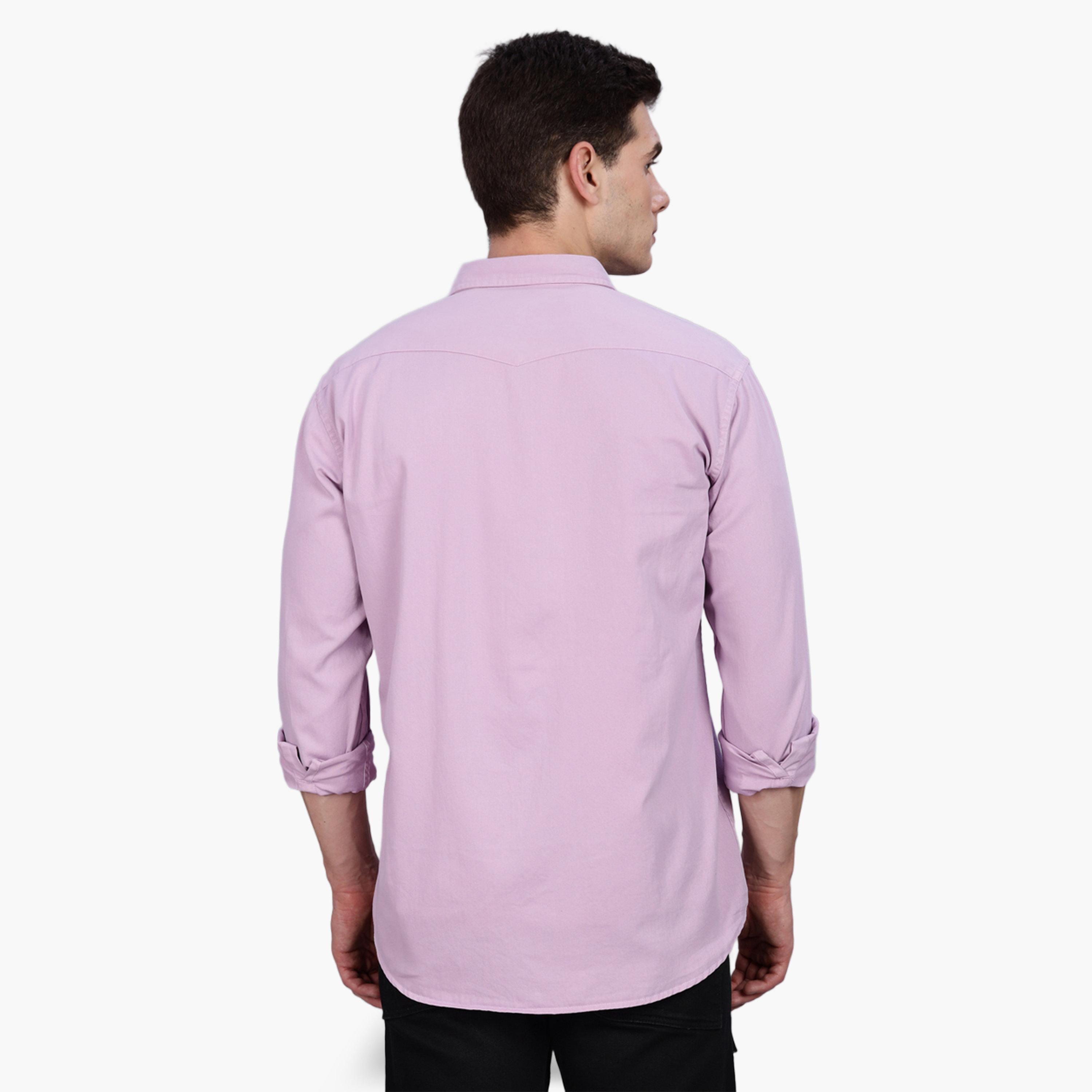 KUONS AVENUE X Styli Men Lilac Cotton Twill Spread Collar Shirt-men-clothing-shirts-image-3